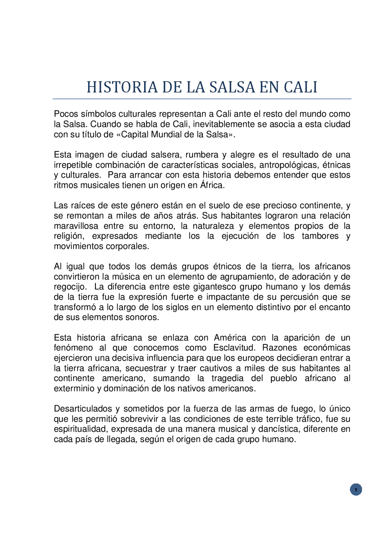 Historia de la salsa Docsity