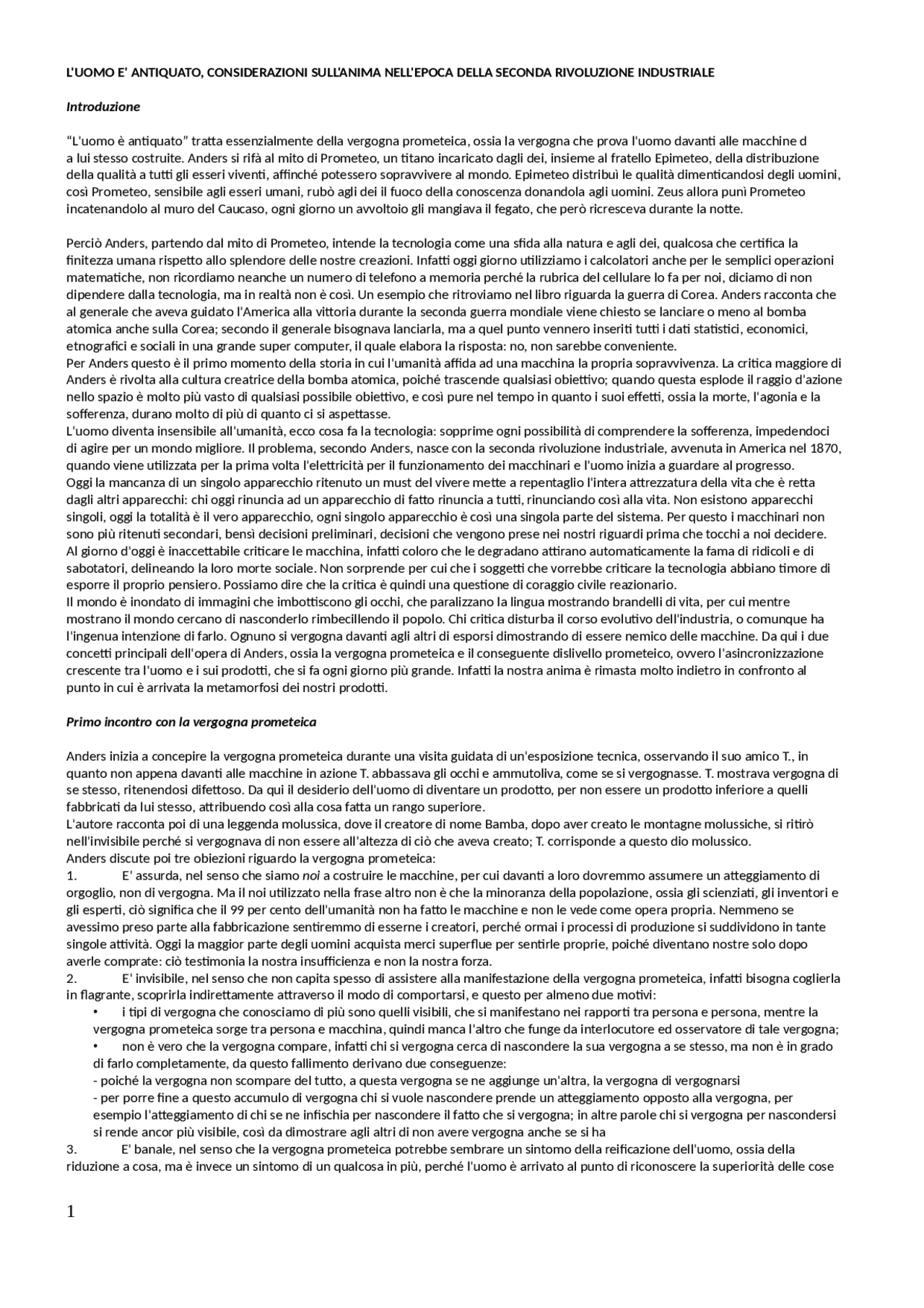 Riassunto L'uomo è antiquato, Anders Docsity Riassunto L'uomo è antiquato, Anders Docsity