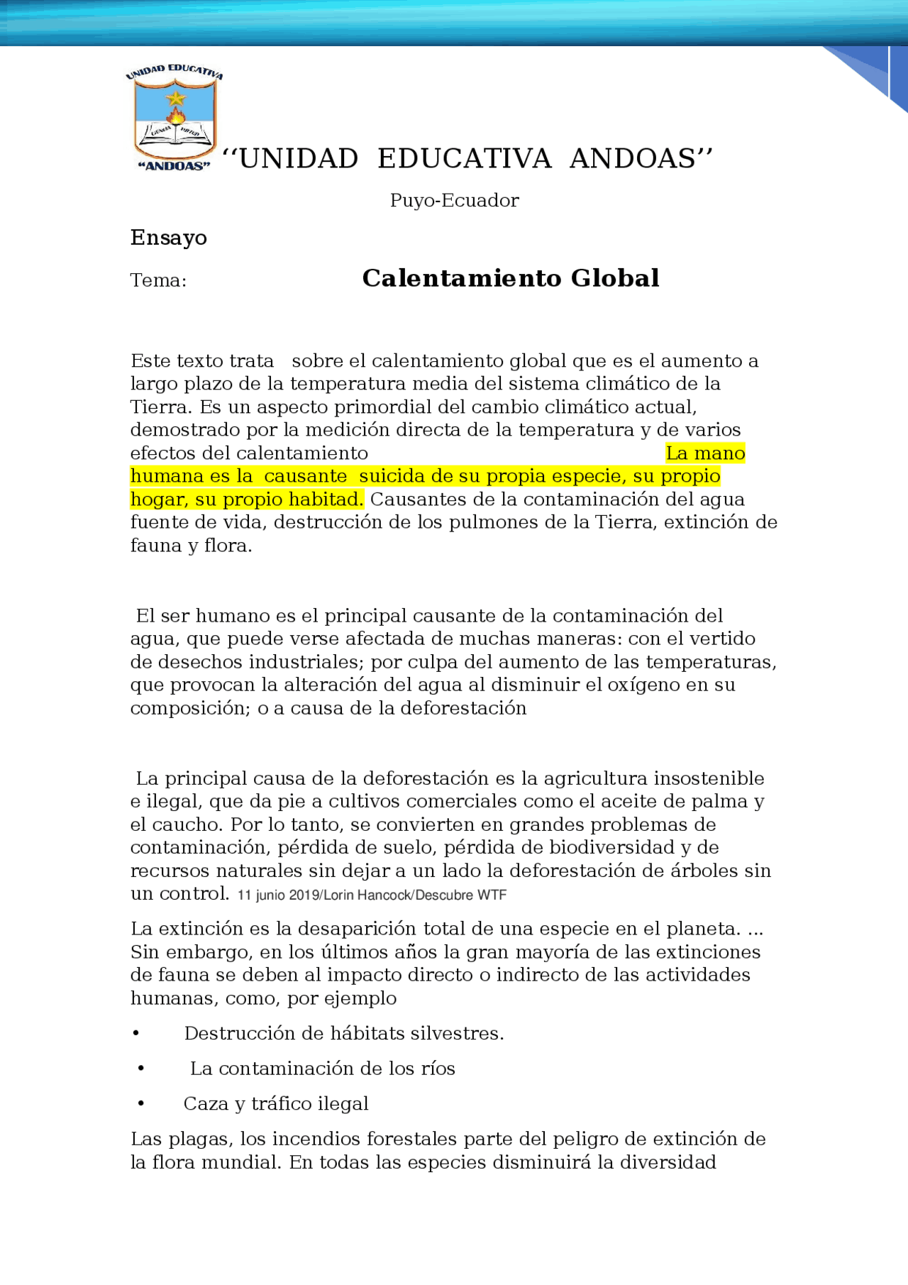 Calentamiento Global - Docsity