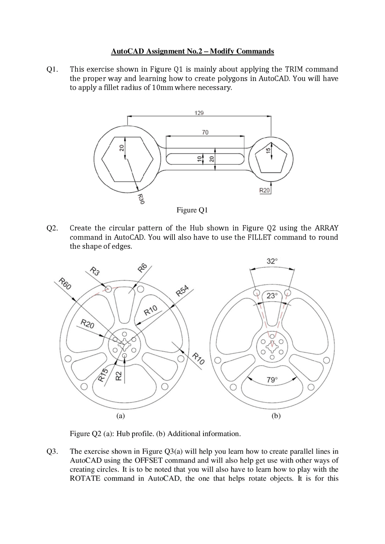 Computer Aided Design-Autocad Practise Exercises | Assignments ...