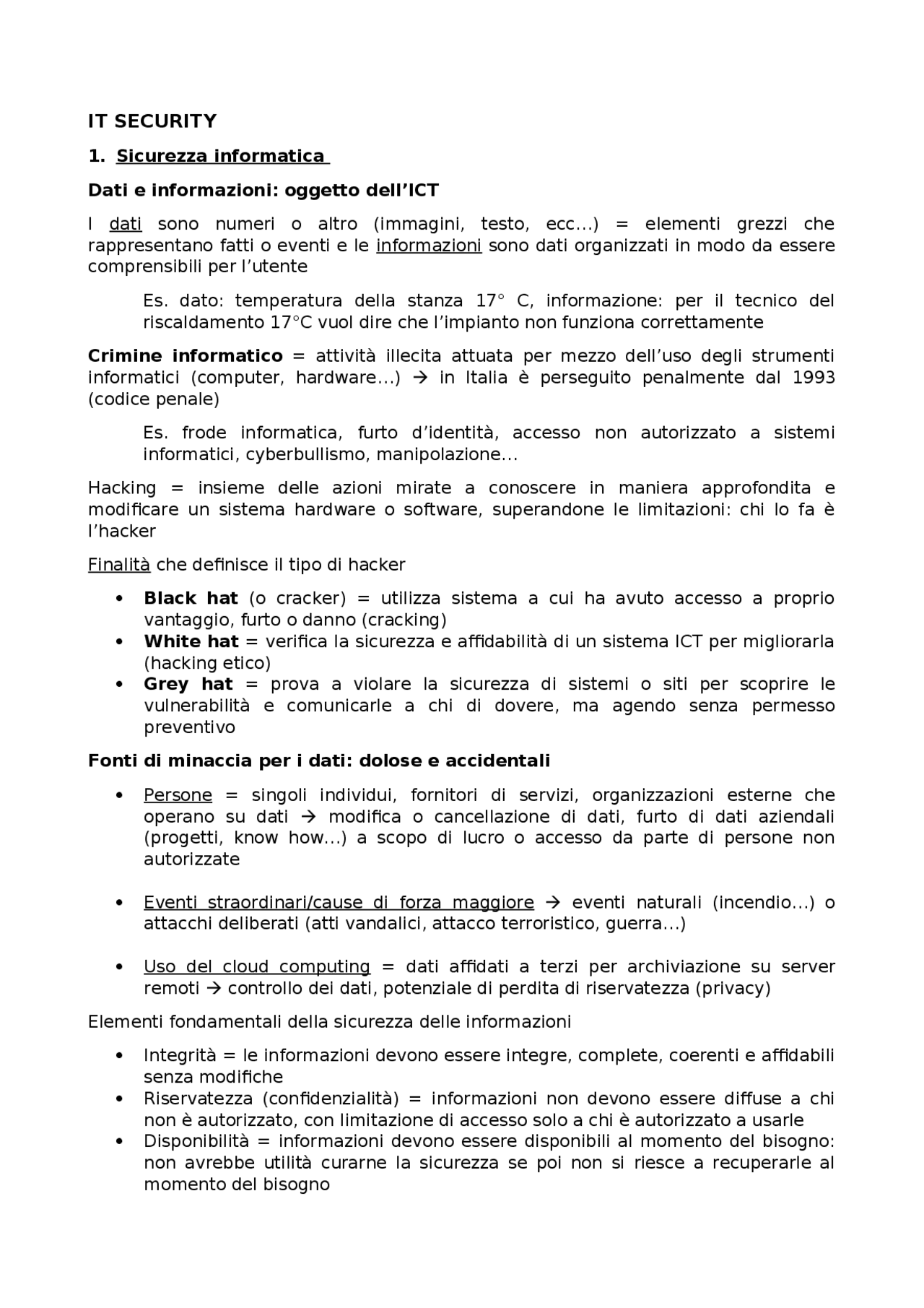 IT Security -Corso riassunto | Sintesi del corso di Patente Europea del ...