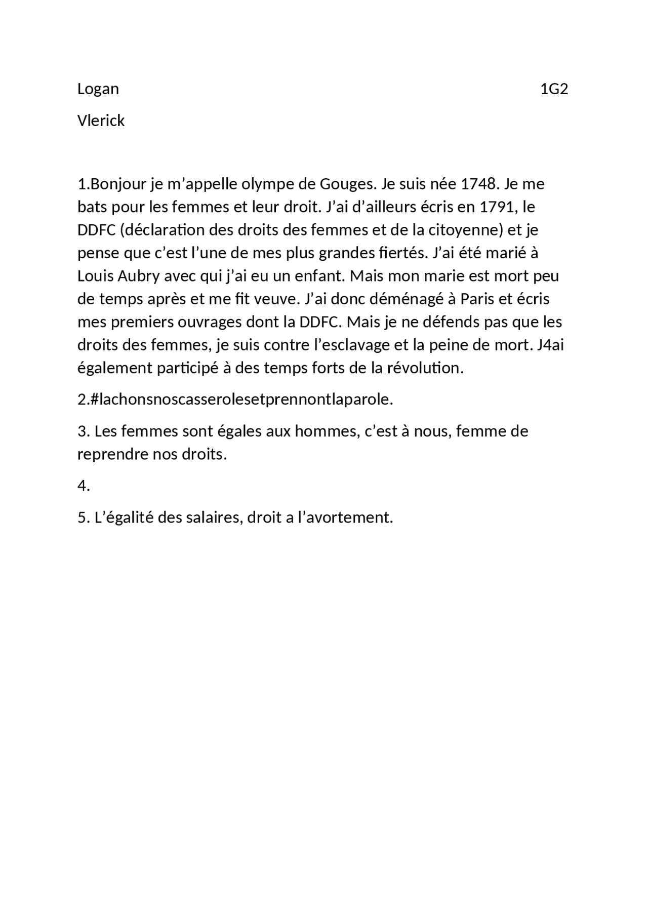 L'histoire d'Olympe de Gouges et ses péripéties | Lectures Français ...