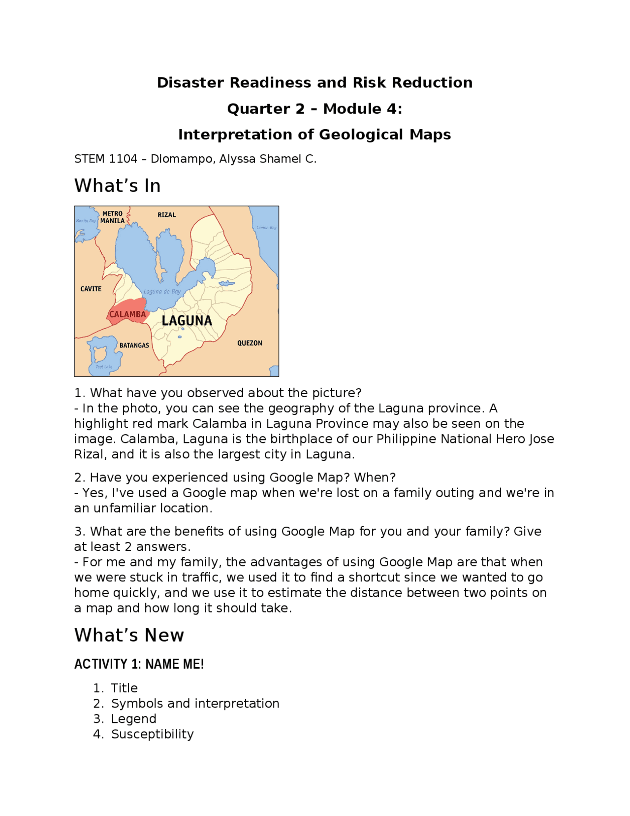 Disaster Readiness and Risk Reduction MODULE 4 | Exercises Earth ...