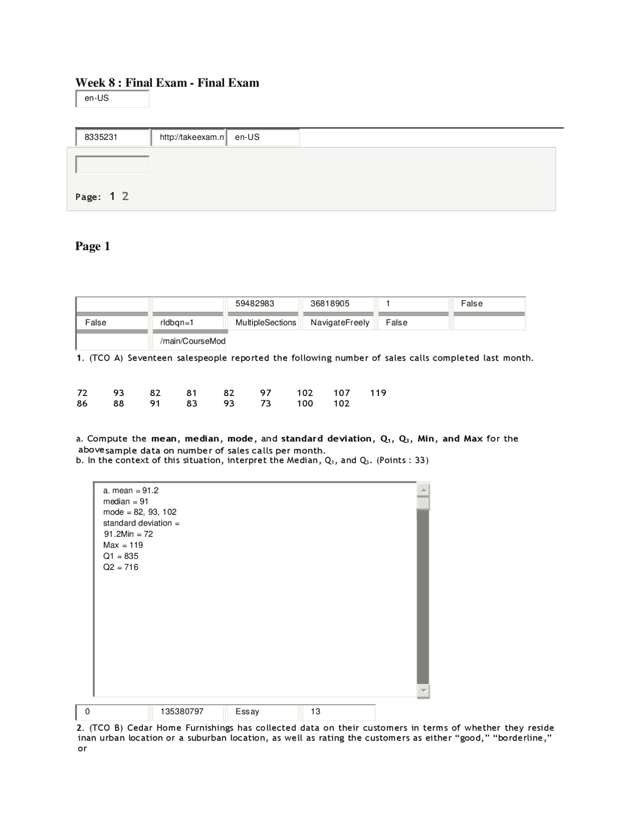 Statistics Exam Questions | Exams Mathematics | Docsity