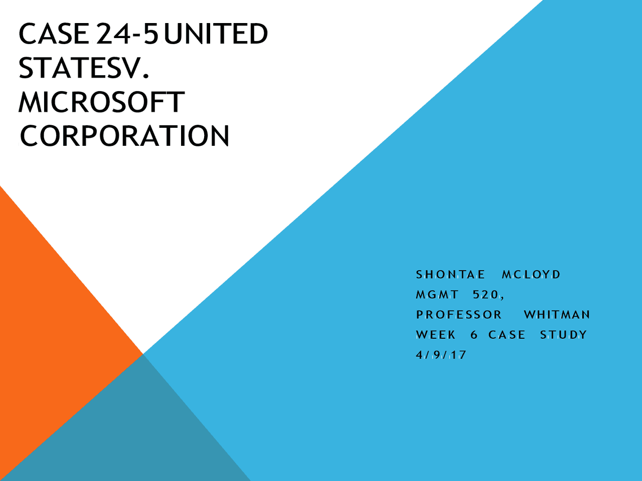 MGMT 520 WEEK 6 CASE ANALYSIS, UNITED STATES V. MICROSOFT. Docsity