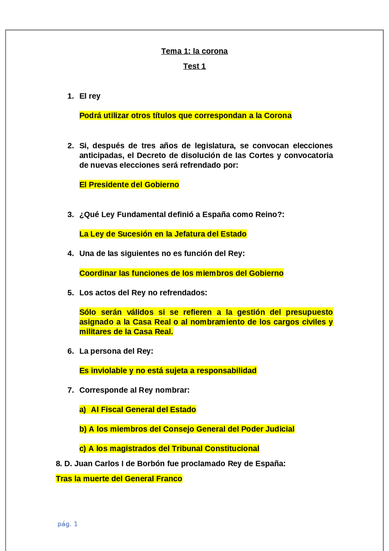 DERECHO CONSTITUCIONAL II TEST | Ejercicios de Derecho | Docsity