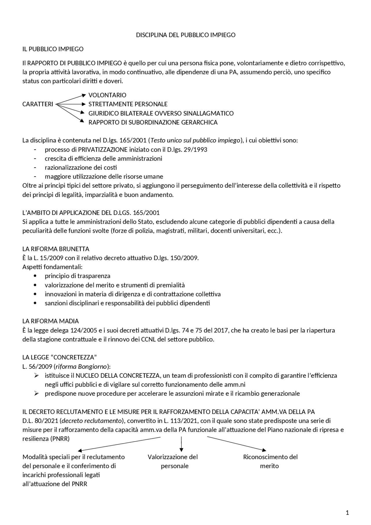 Disciplina del pubblico impiego - Docsity