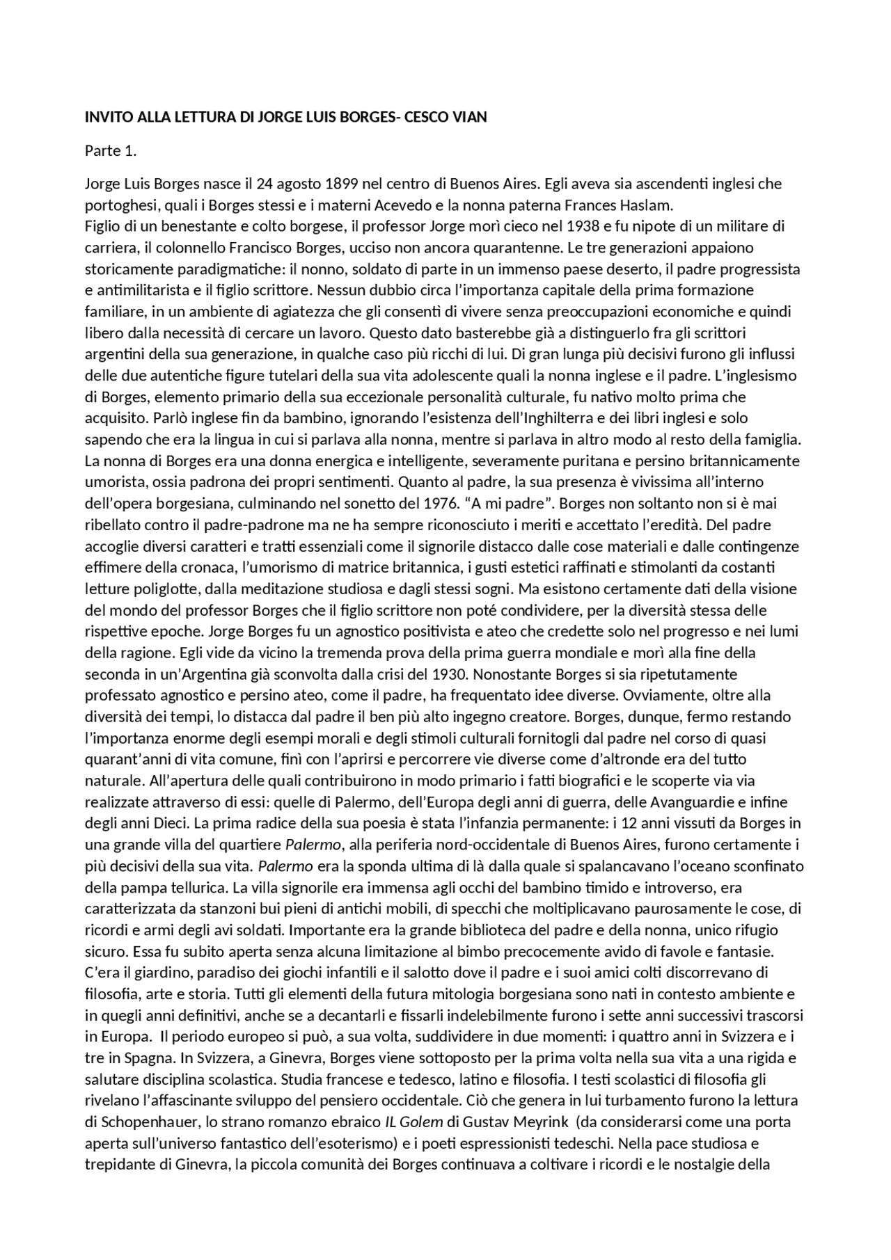 Riassunto di Cesco Vian su Docsity