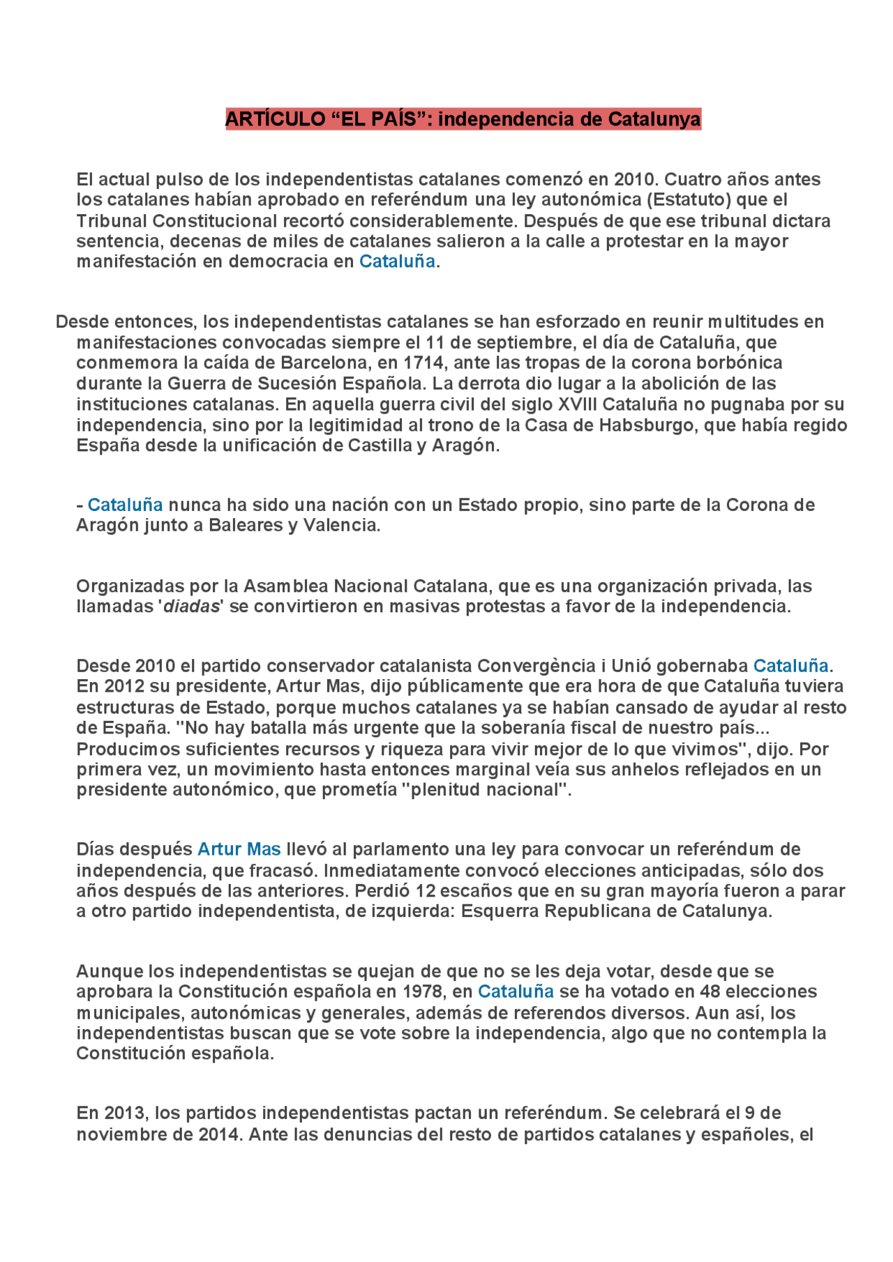 Cuando Ha Sido Cataluña Un Pais Independencia Catalana - Docsity