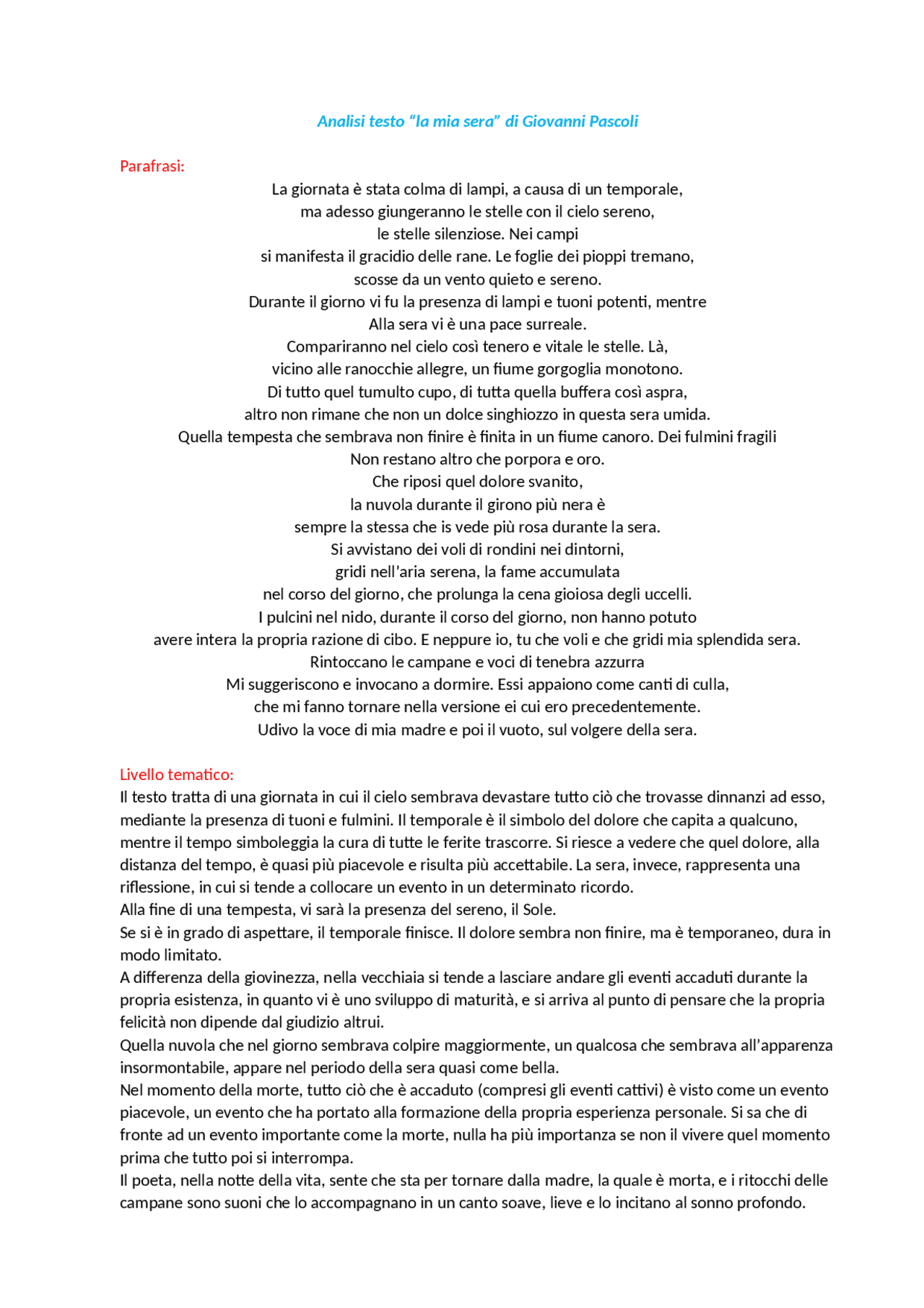Analisi testo poetico Analisi testo poetico