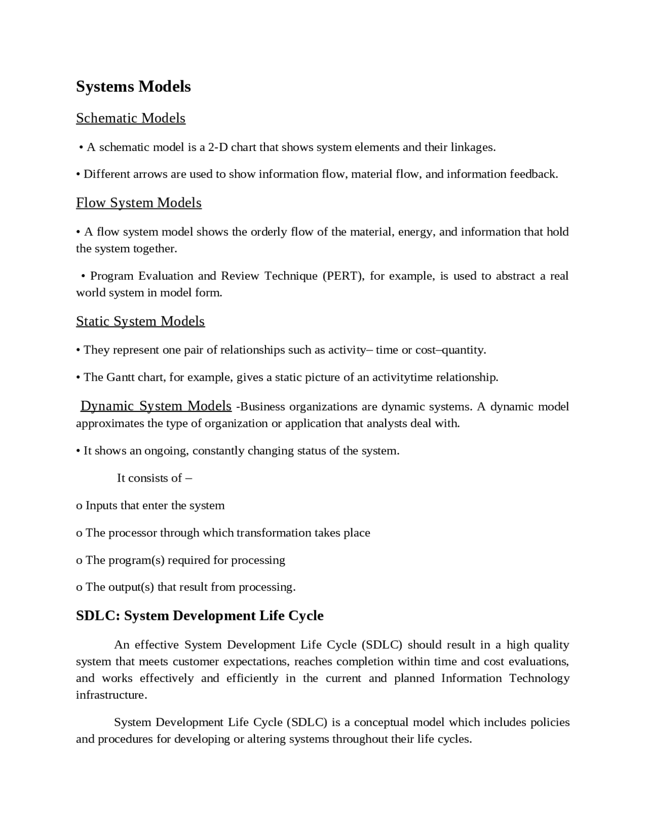 Types of system models - Docsity