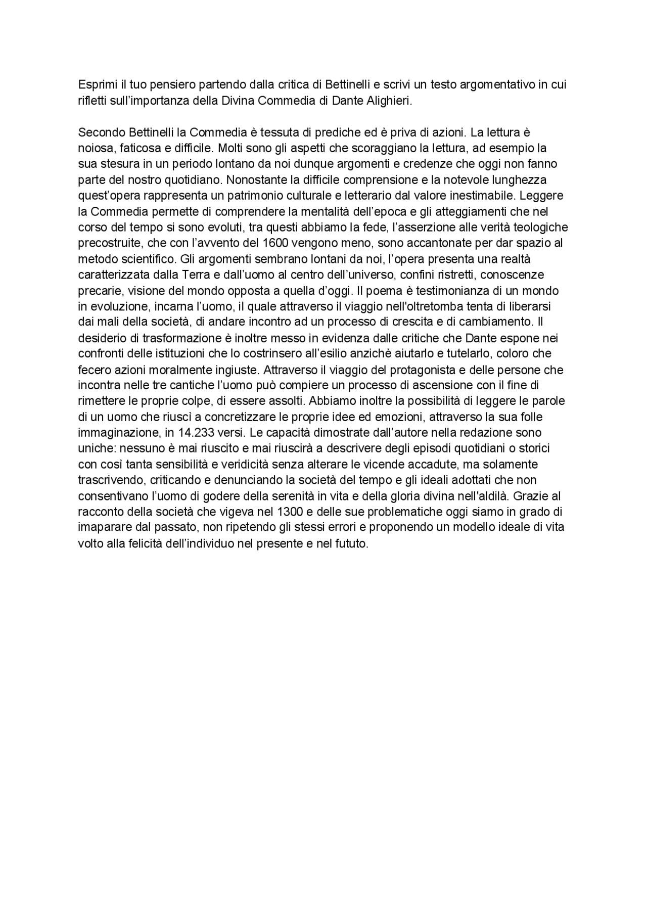 Importanza della commedia Docsity