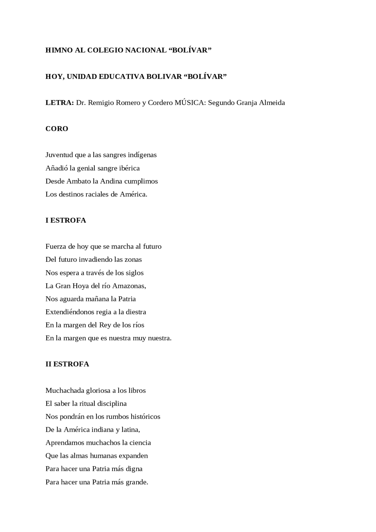 Letra Del Himno Del Colegio vrogue.co