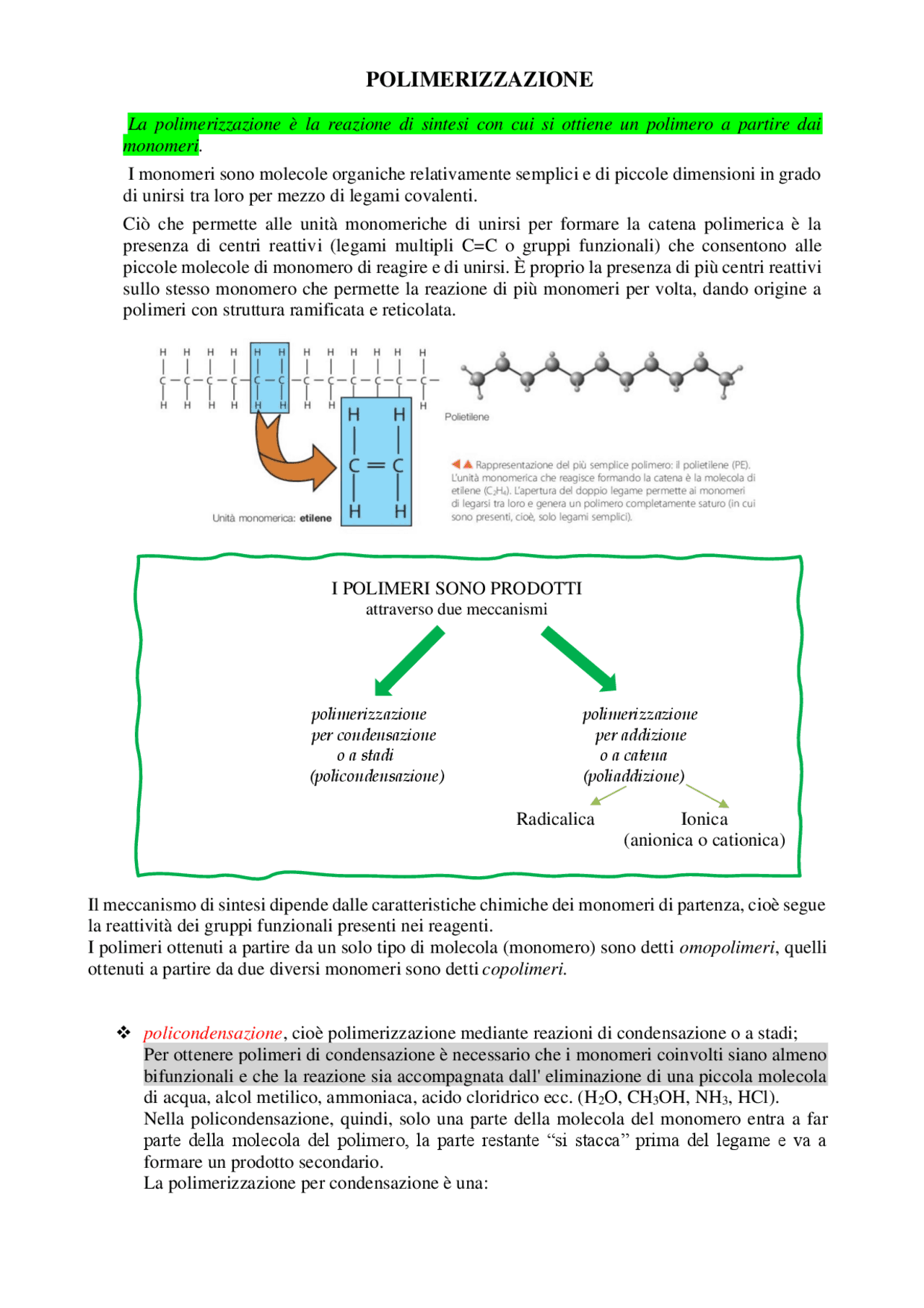 La polimerizzazione Docsity