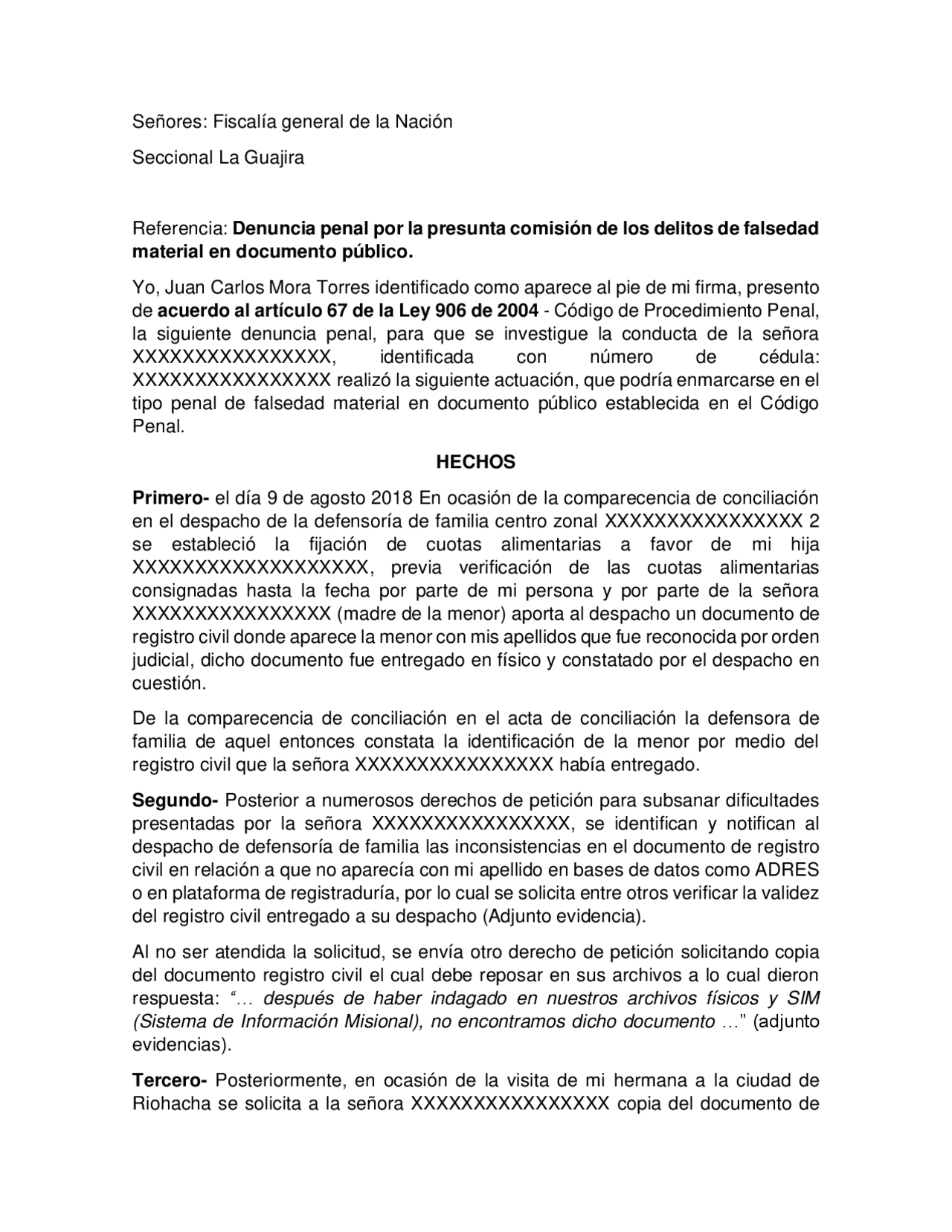 EJEMPLO DENUNCIA FALSEDAD MATERIAL EN DOCUMENTO PUBLICO Docsity ejemplo-denuncia-falsedad-material-en-documento-publico-docsity