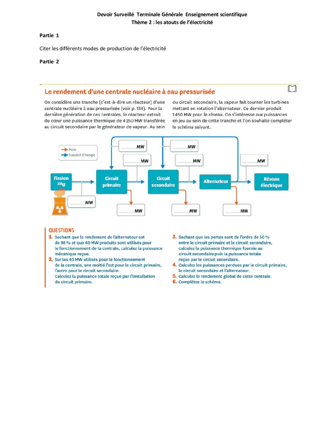Les Atouts De L électricité Exercices Corrigés Les atouts de l'électricité Partie 1 Citer | Notes Chimie | Docsity