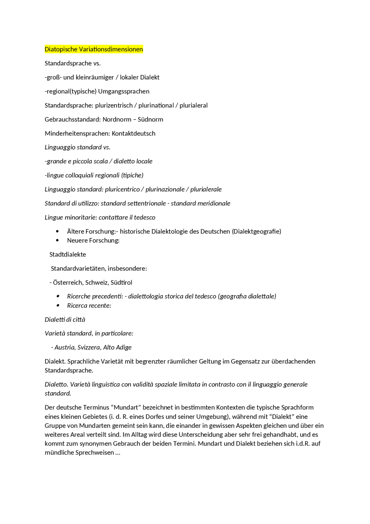 Origini dialetto tedesco e dialetti Docsity