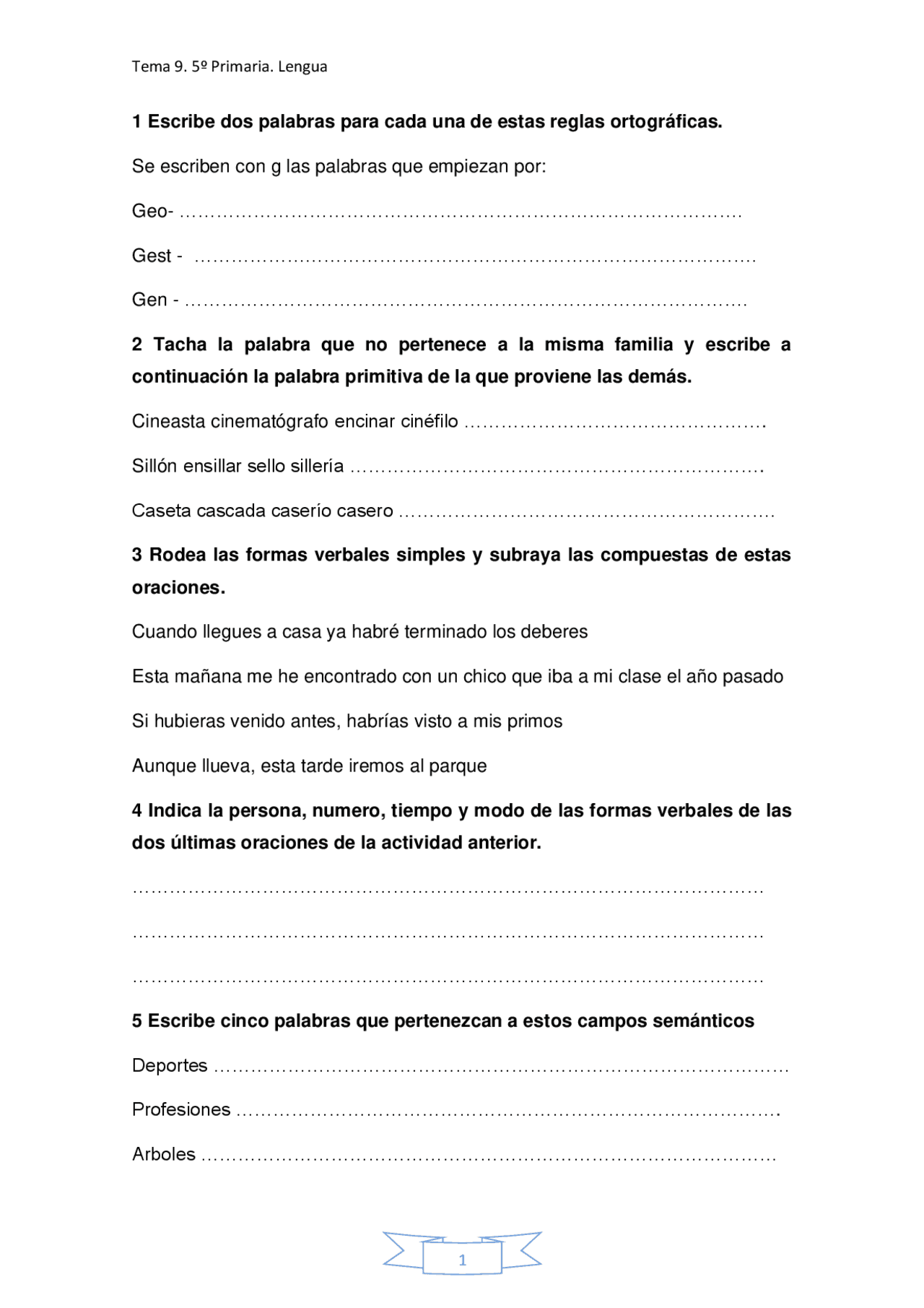 5º Primaria - Tema 9 - Sm Savia | Ejercicios de Lengua y Literatura ...