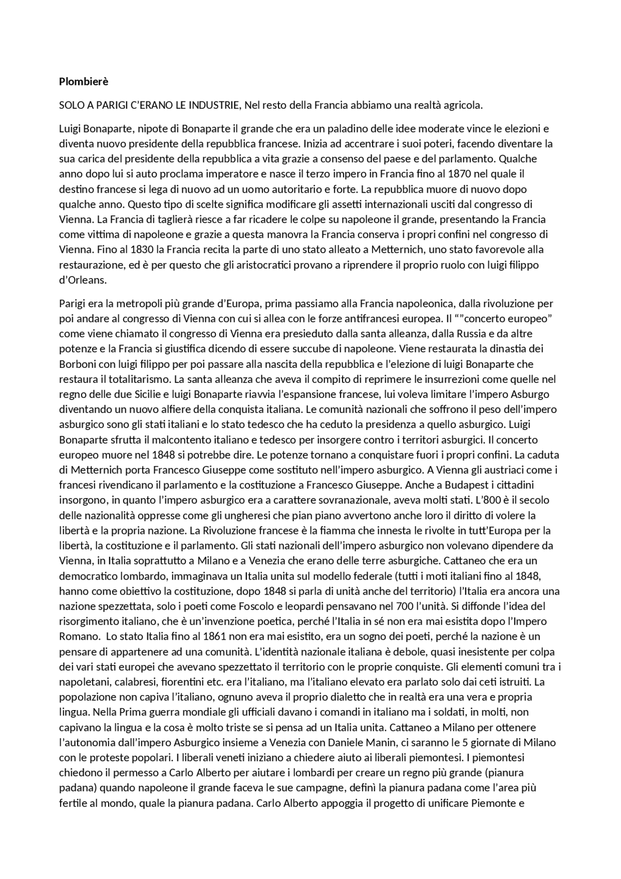 Gli accordi di plombières Appunti di Storia Contemporanea Docsity