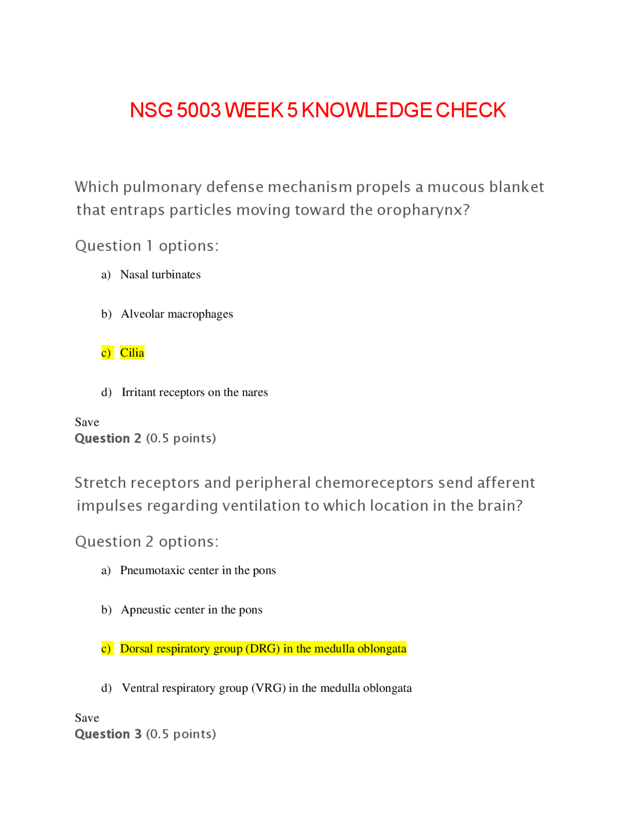 NSG 5003 WEEK 5 KNOWLEDGE CHECK - Docsity