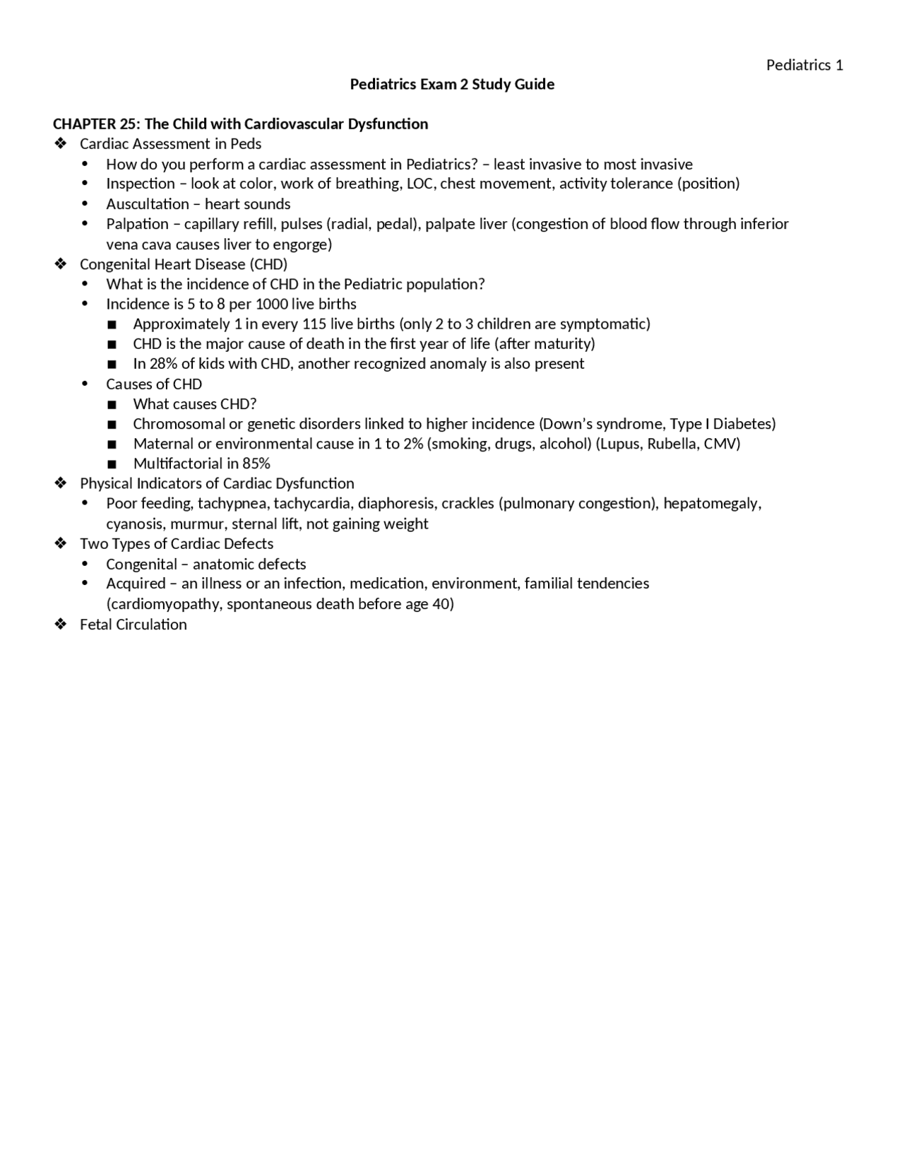 PEDS NAPediatrics Exam 2 Study Guide DEEPLY ELABORATED | Exams Nursing ...