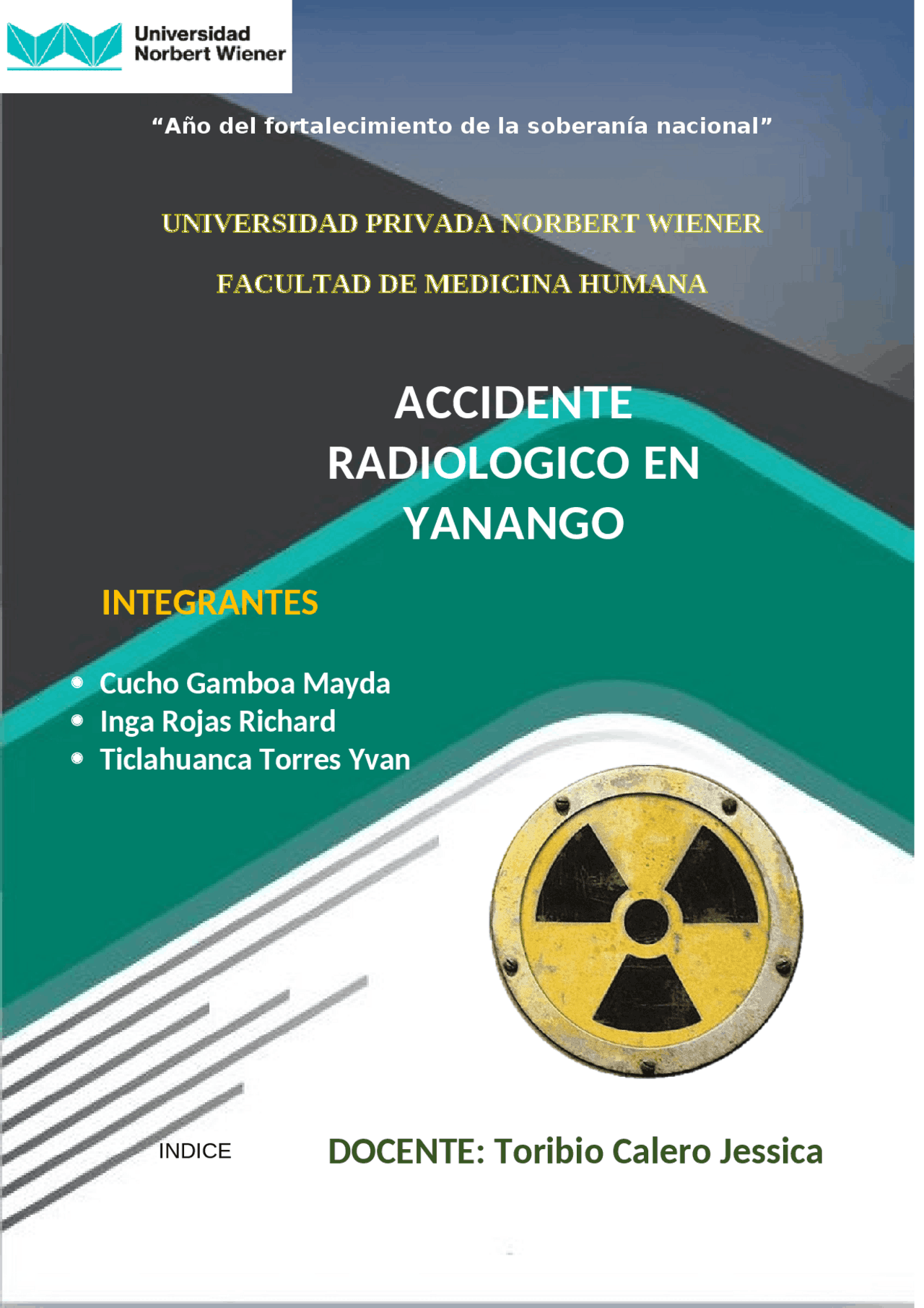 IMFORME DE EL ACCIDENTE RADIATIVIDAD DE YANANGO - Docsity