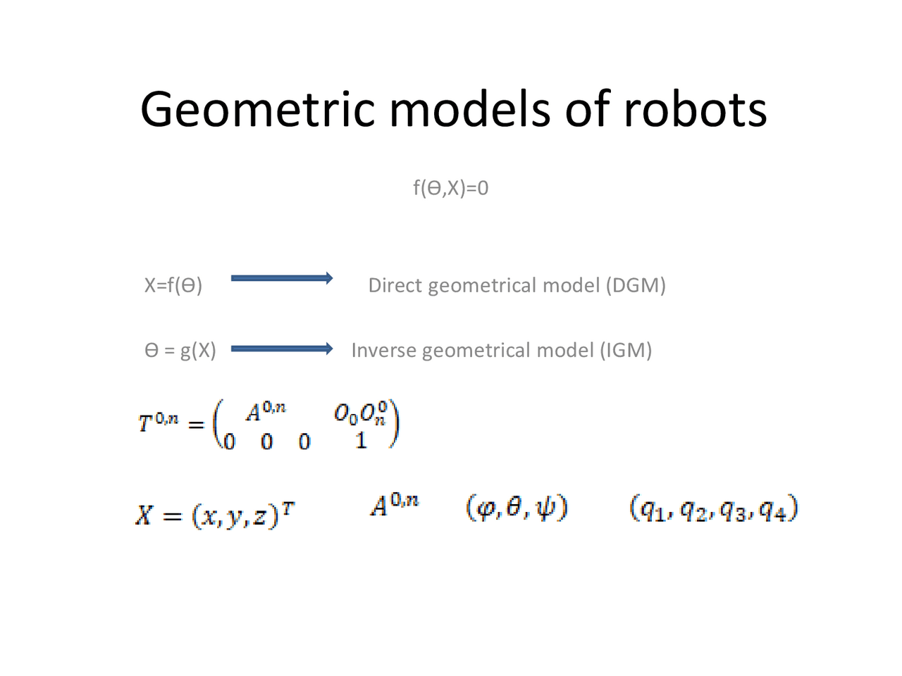 Geometric models of robots - Docsity