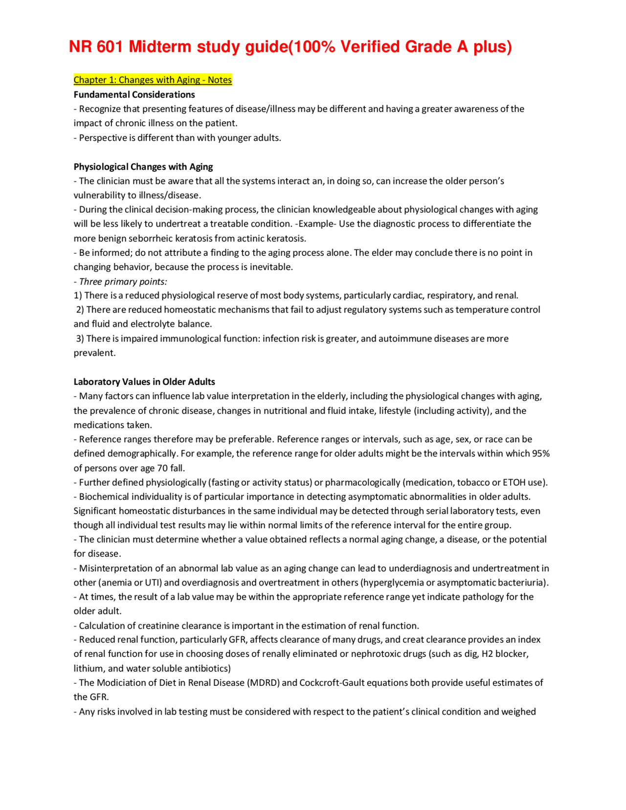 NR 601 Midterm study guide Questions And Answers - Docsity