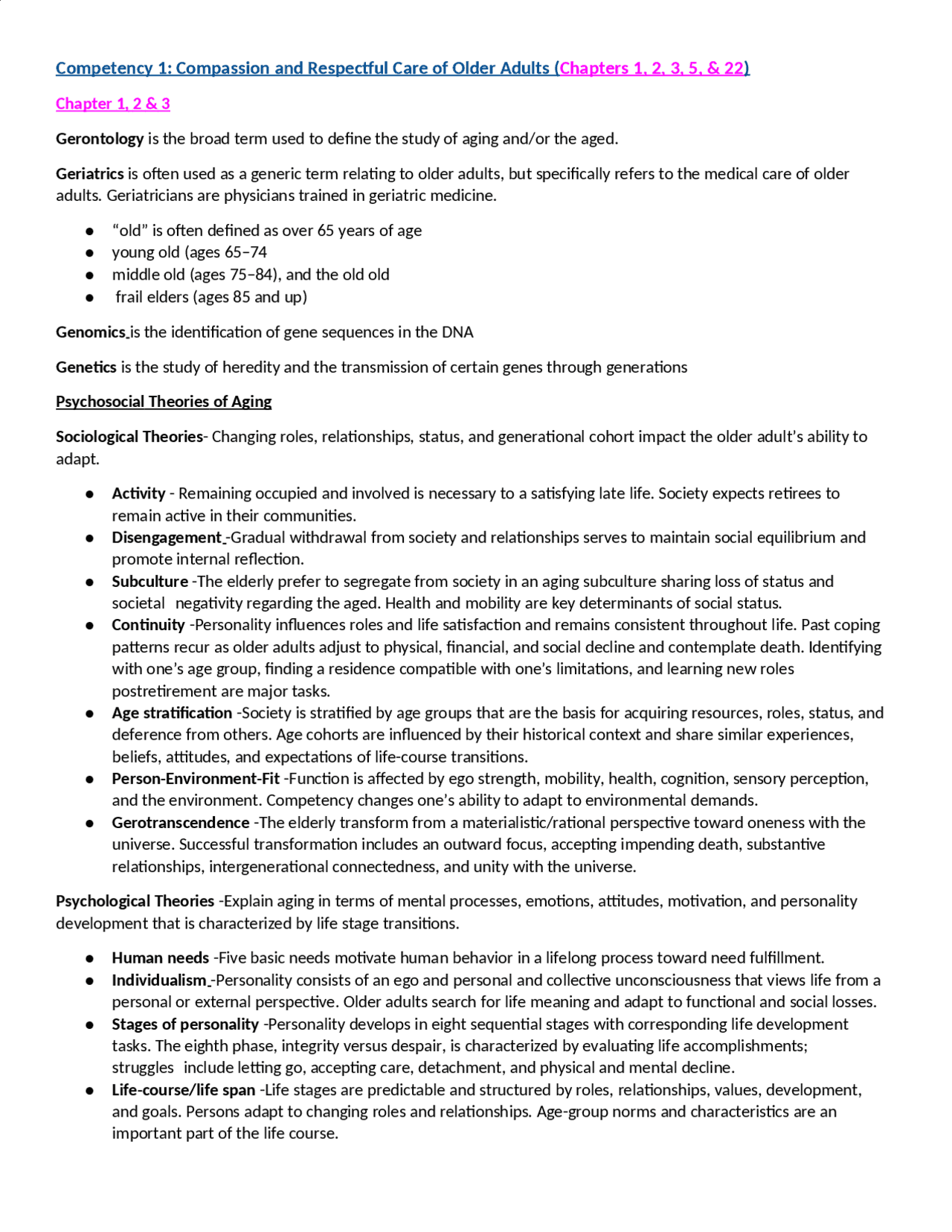 CARE OF THE OLDER ALDULT STUDY GUIDE 2. - Docsity
