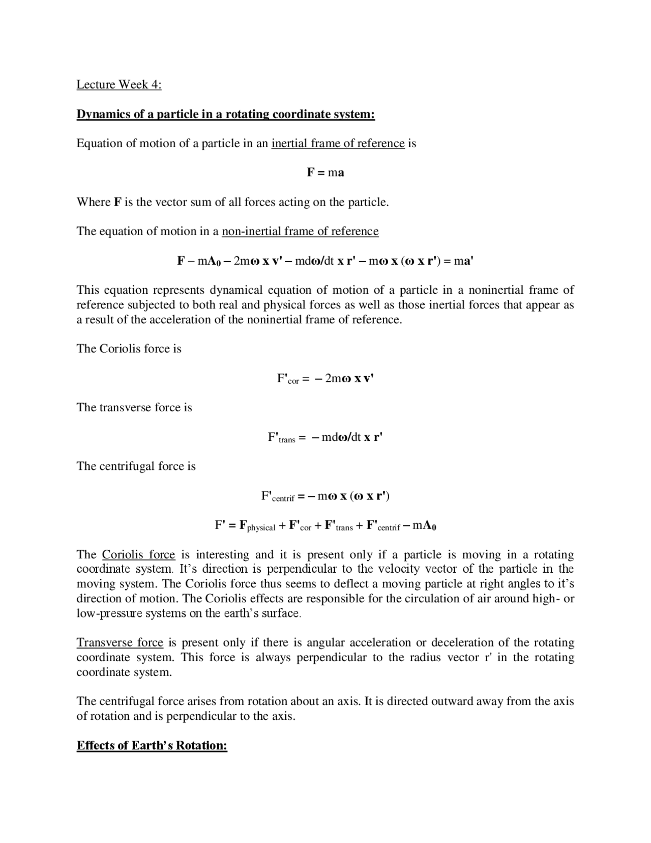 Week 4 notes on classical mechanics | Study notes Classical Mechanics ...