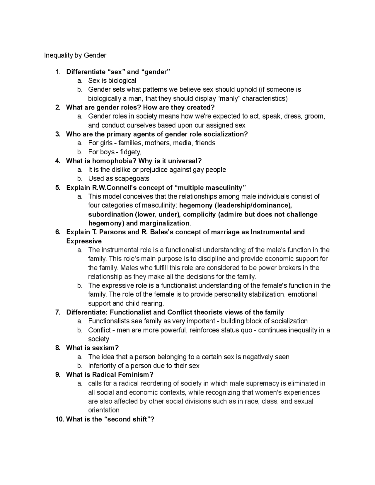 Sociology Chapter 7 Study Guide - Docsity