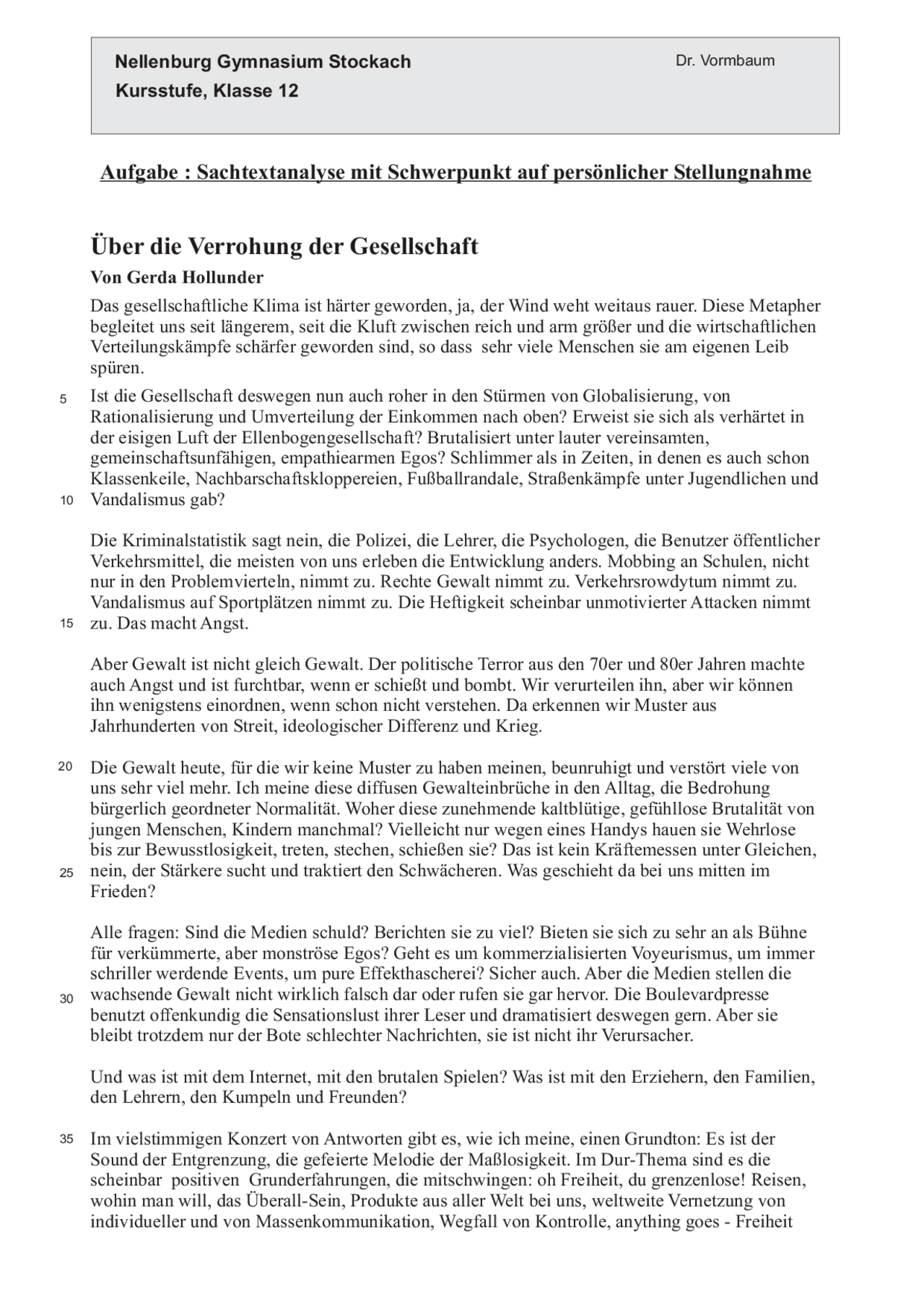 Sachtextanalyse Beispiel Klasse 10 Mit Lösung