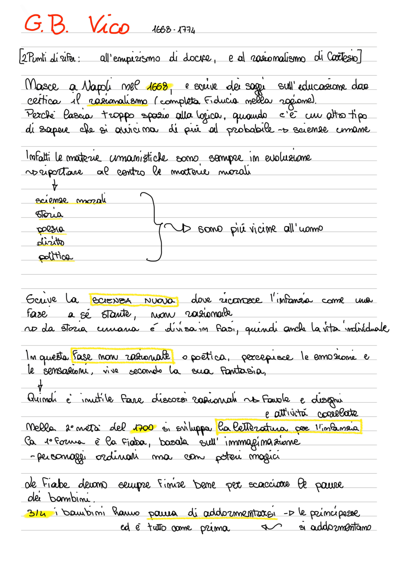 Pedagogia di G.B. Vico - Docsity