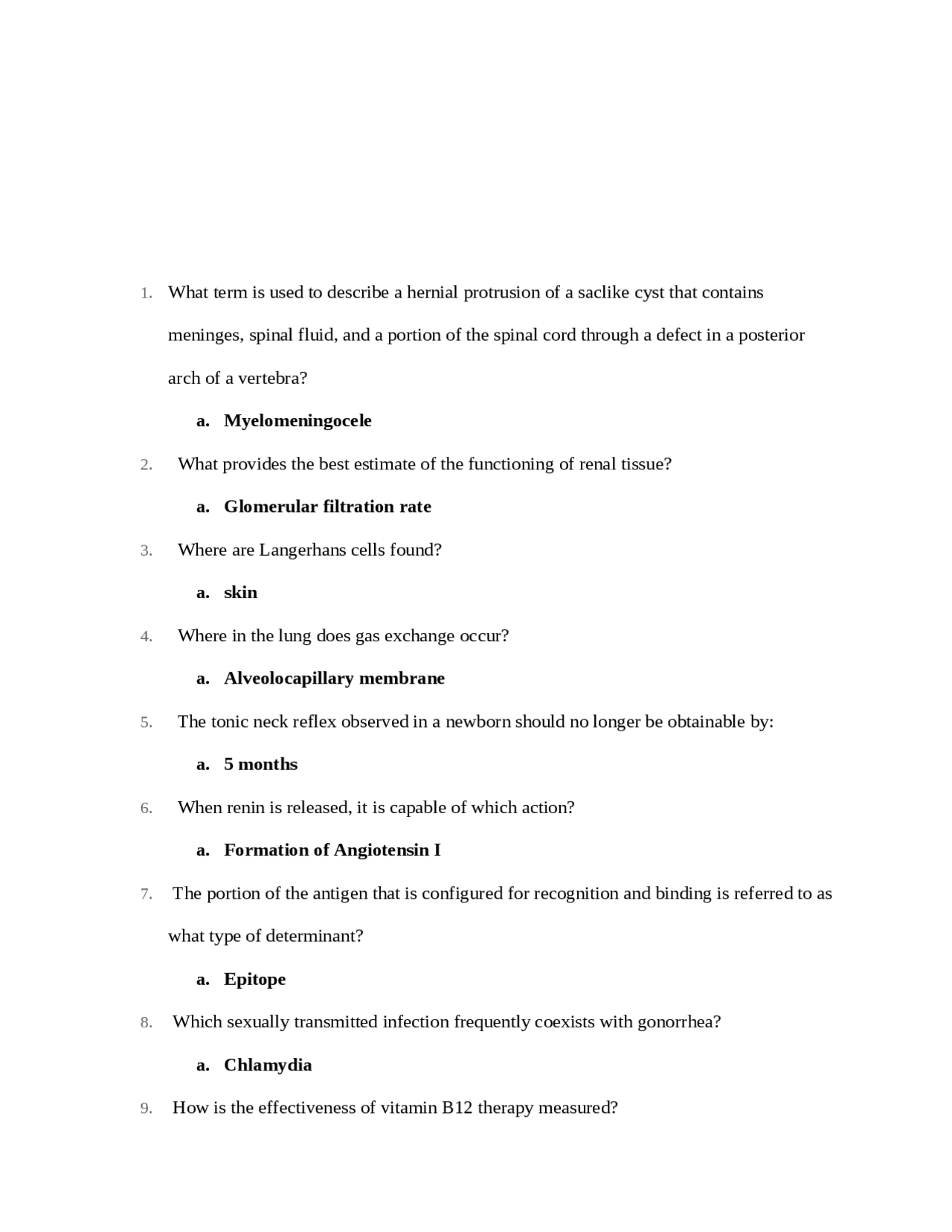 Medical Terminology Questions and Answers Exams Nursing Docsity