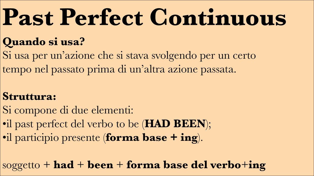 Quando Si Usa Il Past Perfect Continuous
