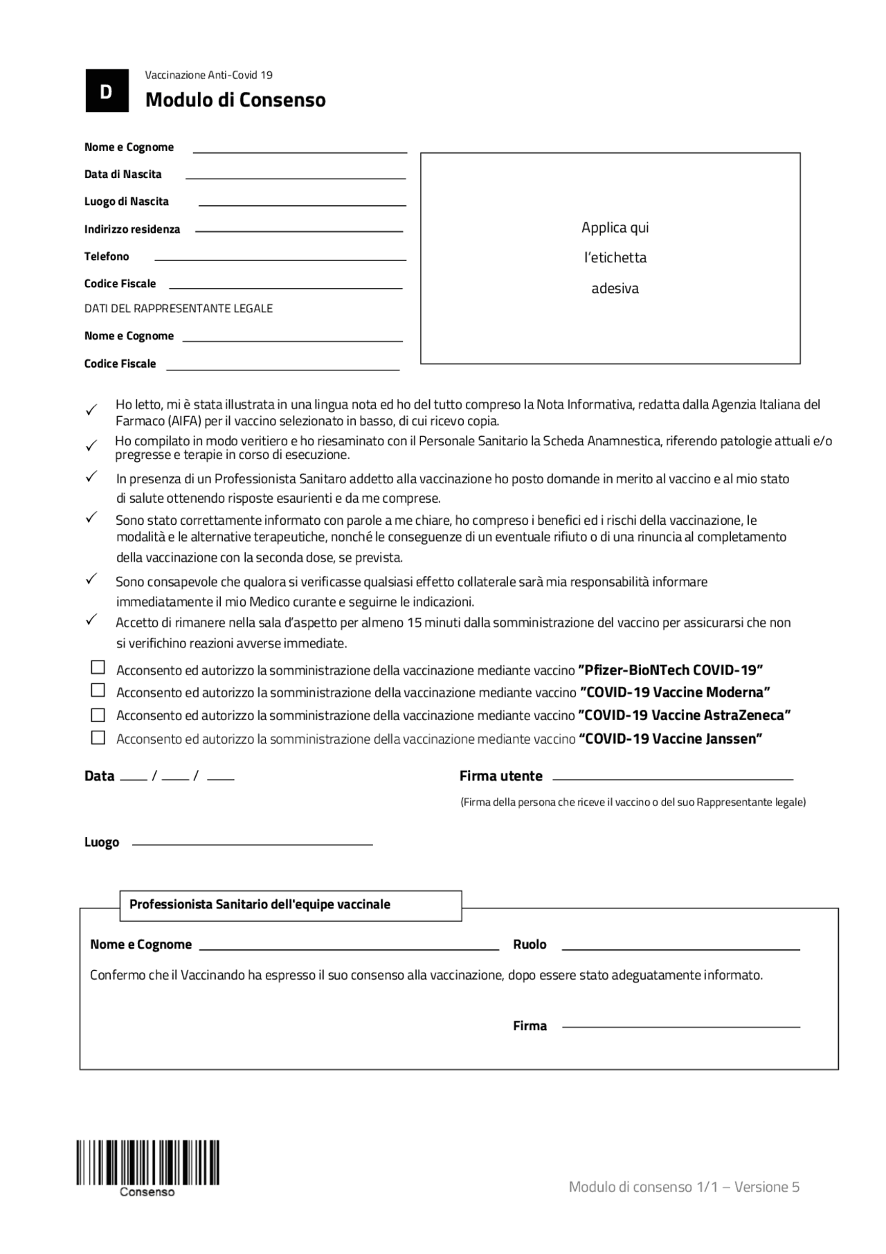 Modulo consenso template - Docsity