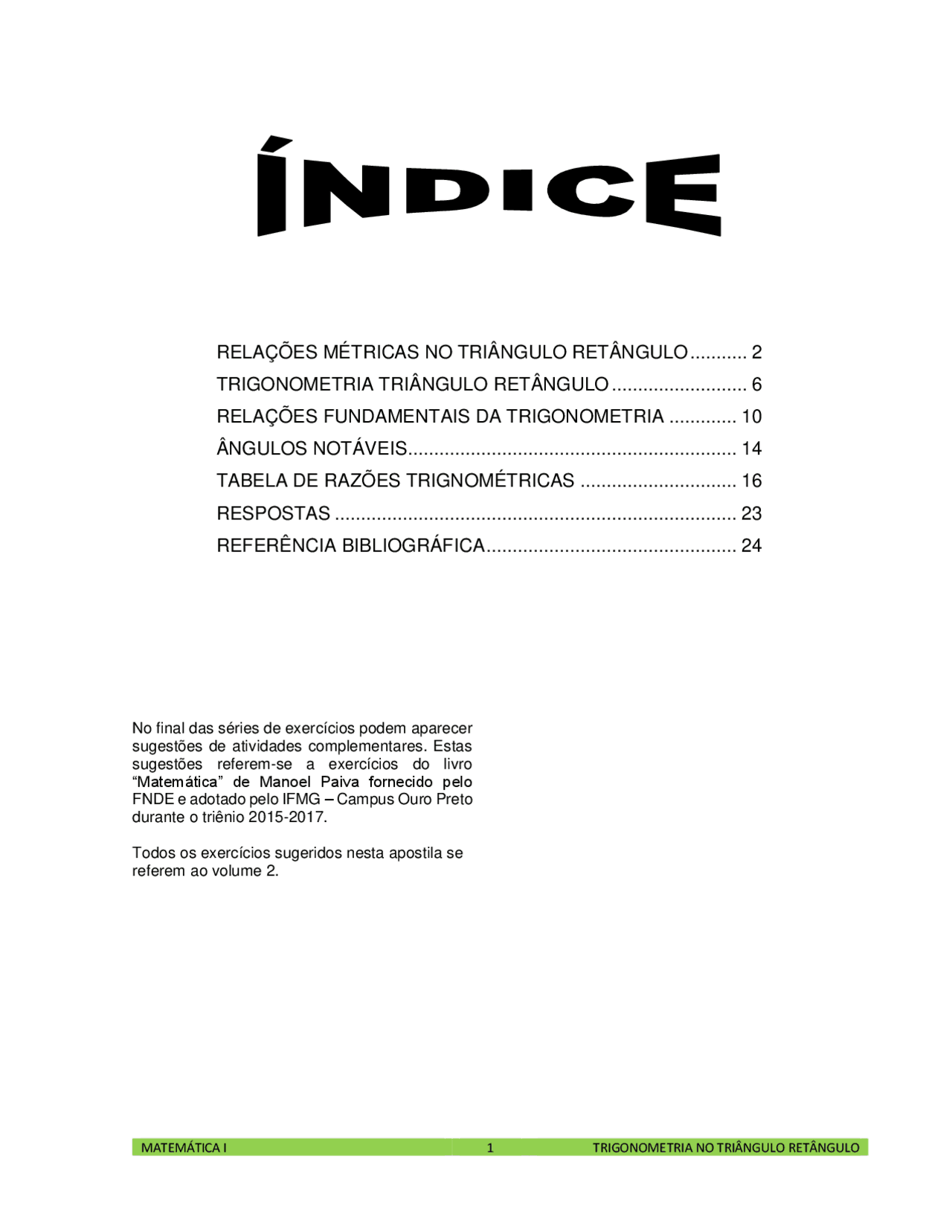 TRIGONOMETRIA ESTUDO INICIAL - Docsity