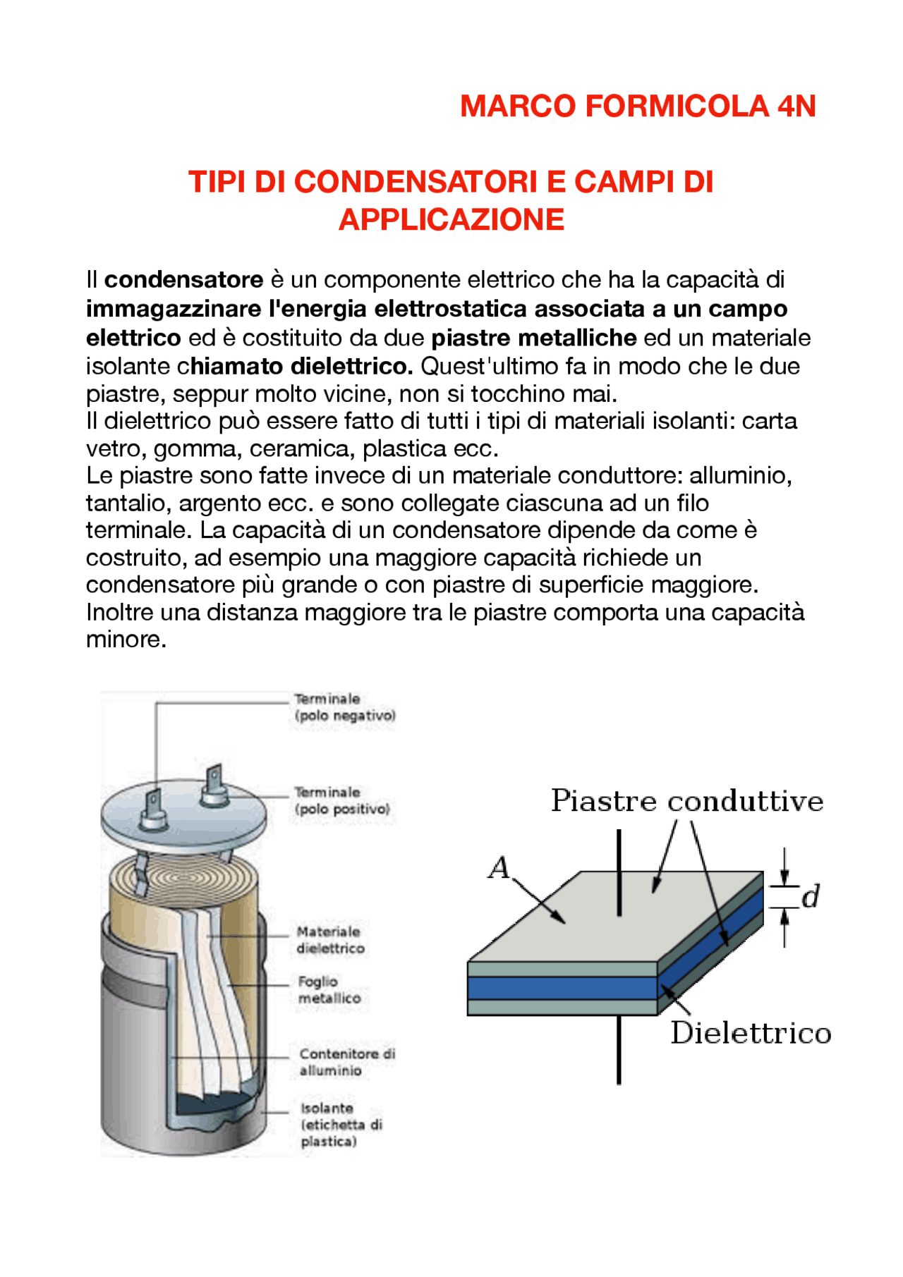 Funzionamento e utilizzo dei condensatori Docsity