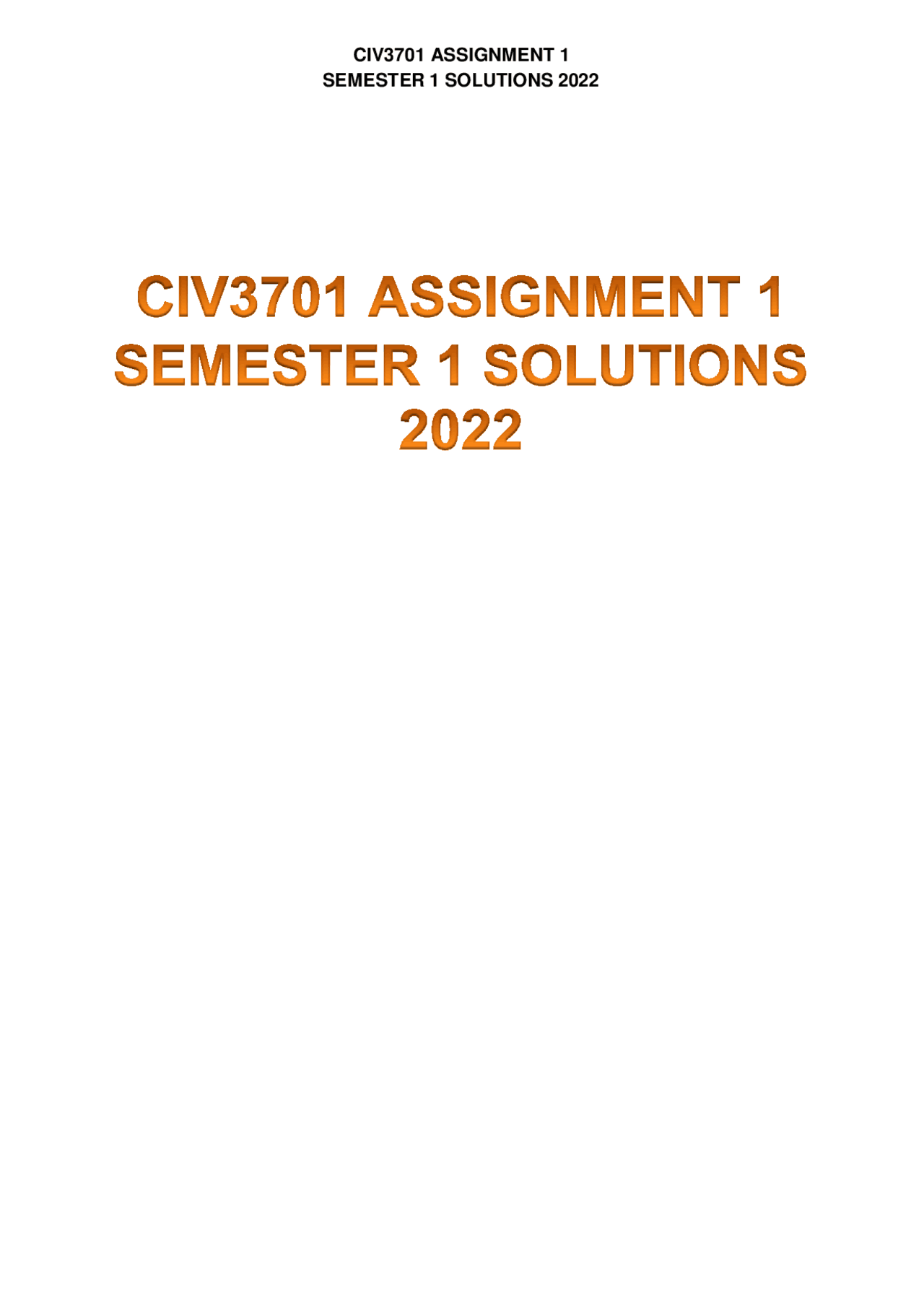 Civ3701_assignment_1_semester_1_solutions_2022. - Docsity