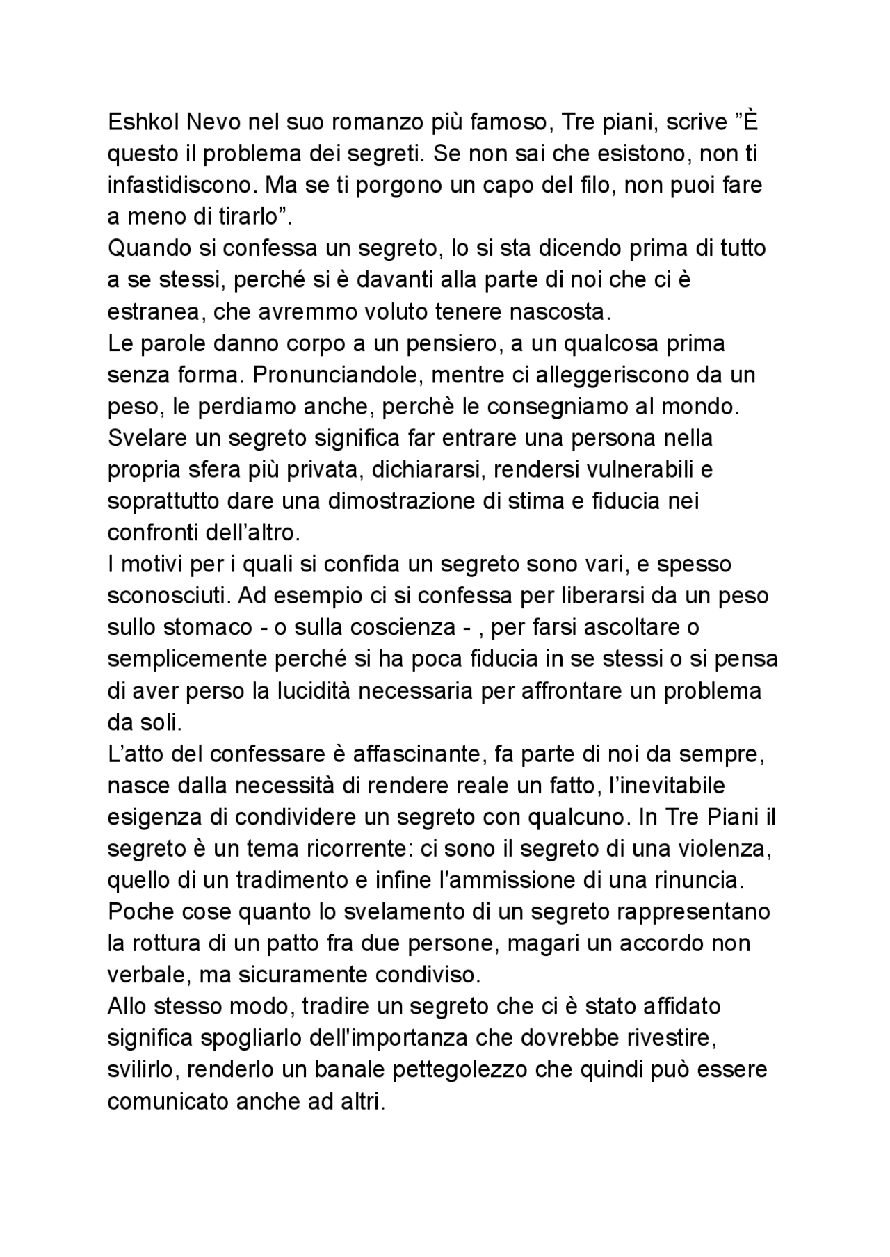 Tema svolto su segreti e tradimenti Docsity