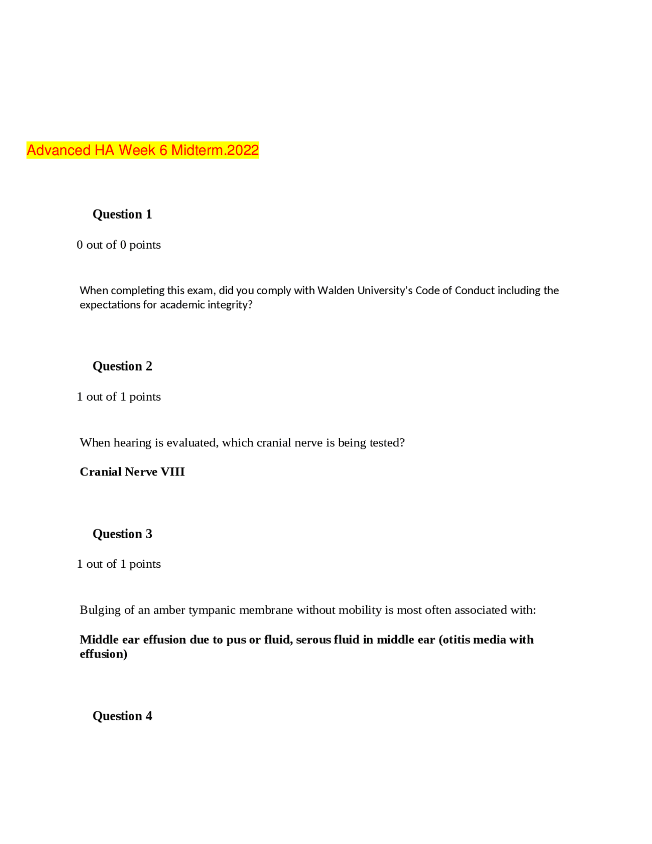 Advanced HA Week 6 Midterm. - Docsity