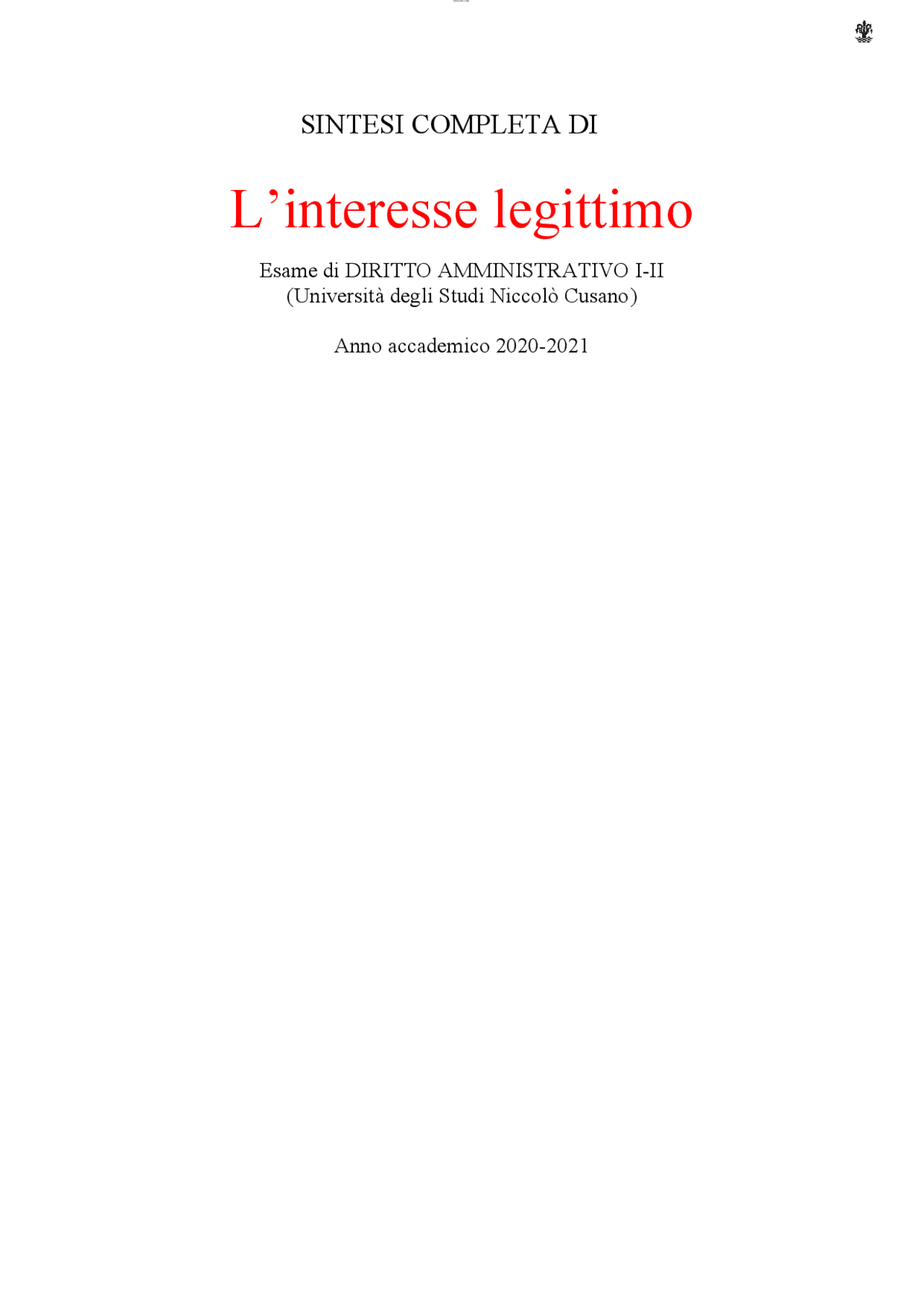 L’interesse legittimo (riassunto) Docsity