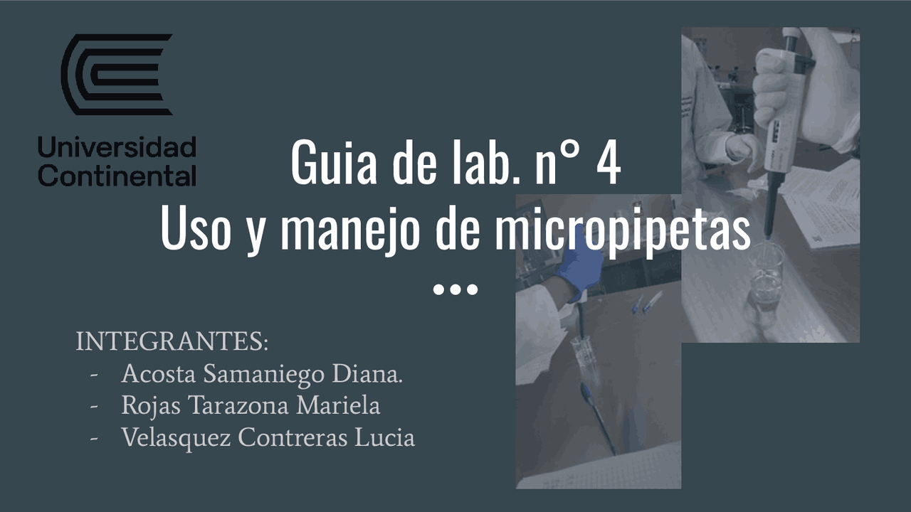 Uso y manejo de micro pipetas | Diapositivas de Biología Molecular