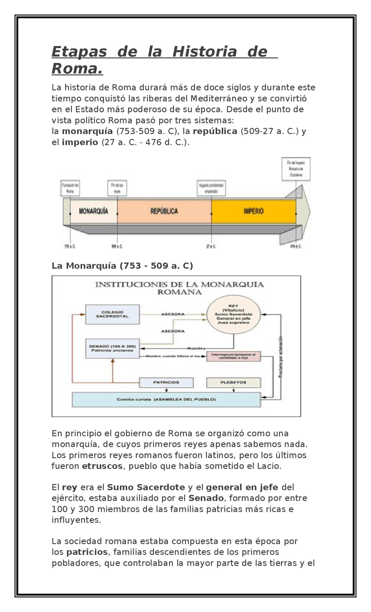 Historia de Roma, Etapas de Roma, Expansion de la Republica - Docsity