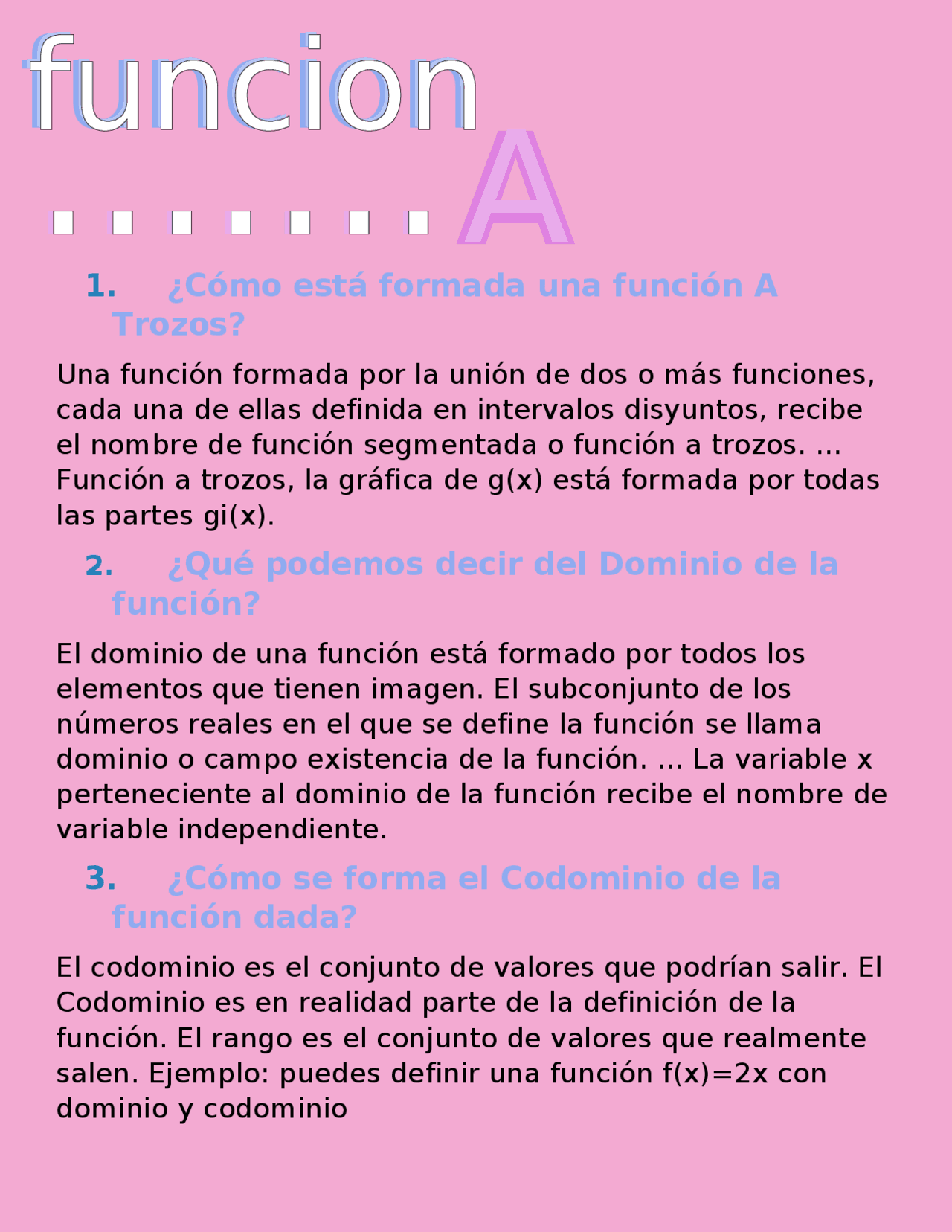 Codominio Funciones a trozos: definición, dominio y codominio | Ejercicios de ...