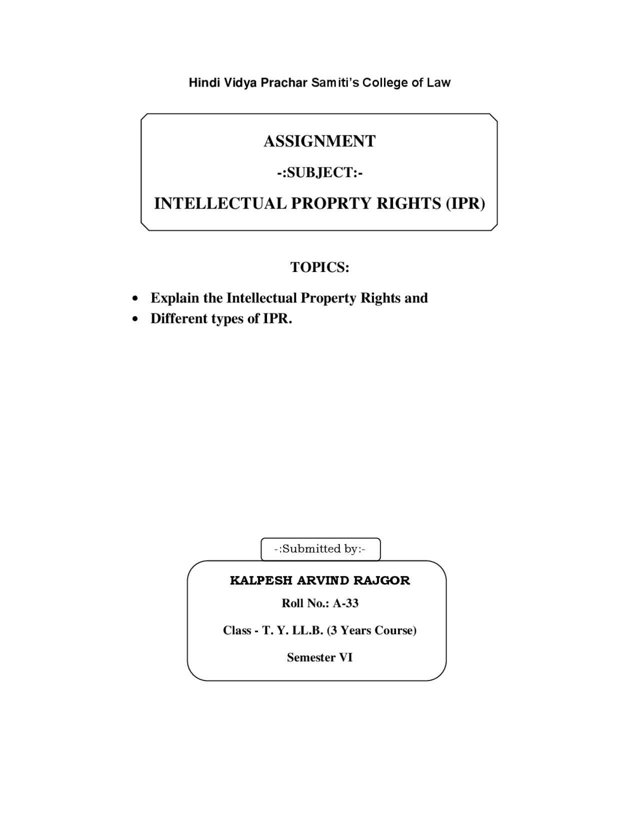 Explain IPR and Different Types - Docsity