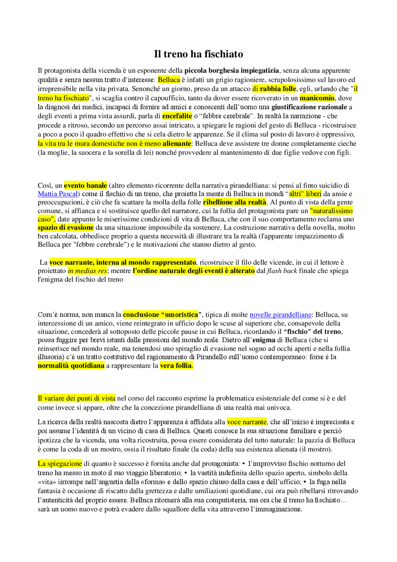 IL TRENO HA FISCHIATO PIRANDELLO RIASSUNTO E COMMENTO Schemi e mappe concettuali di Italiano IL TRENO HA FISCHIATO PIRANDELLO RIASSUNTO E COMMENTO Schemi e mappe concettuali di Italiano