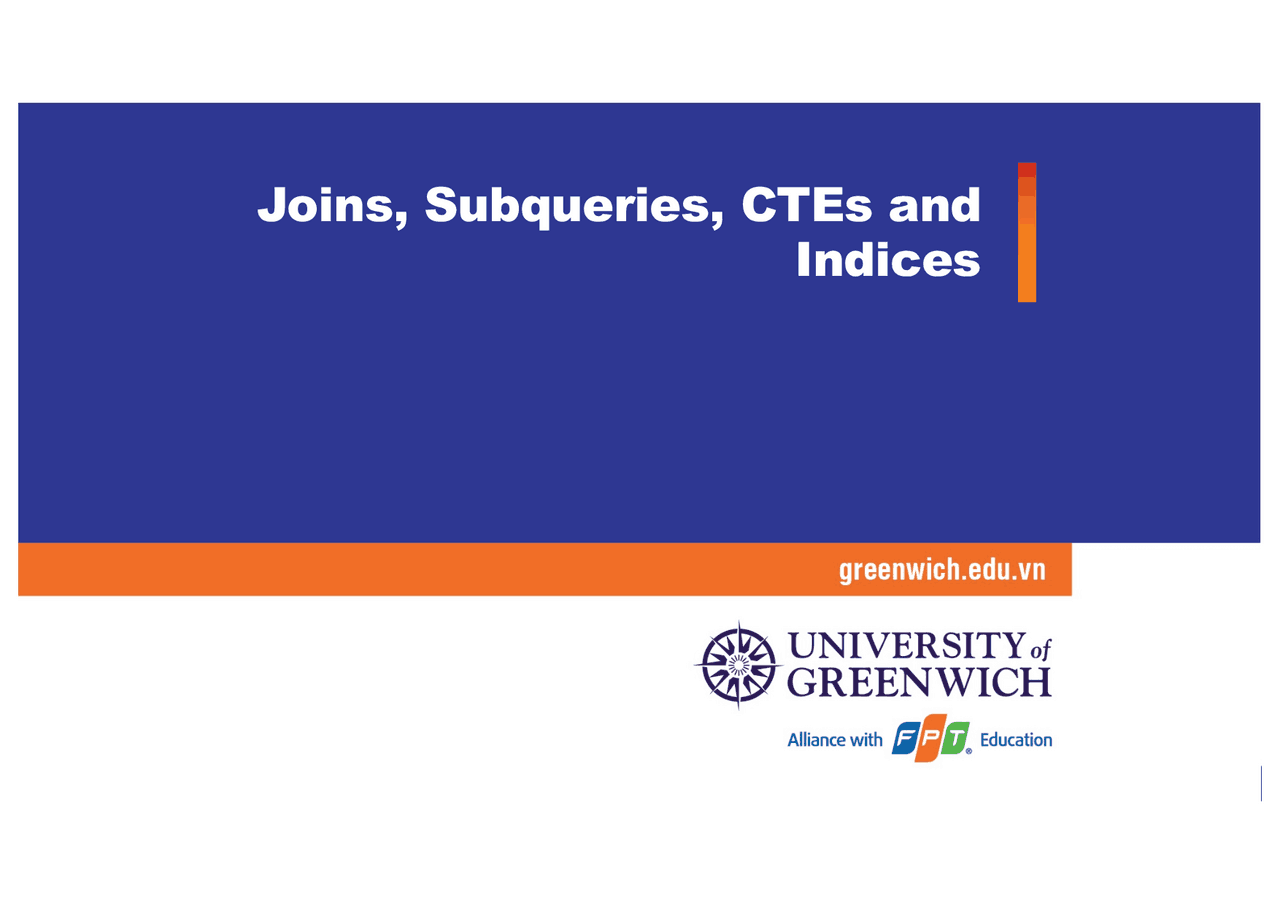 Joins, Subqueries, CTEs and Indices | Lecture notes Database ...