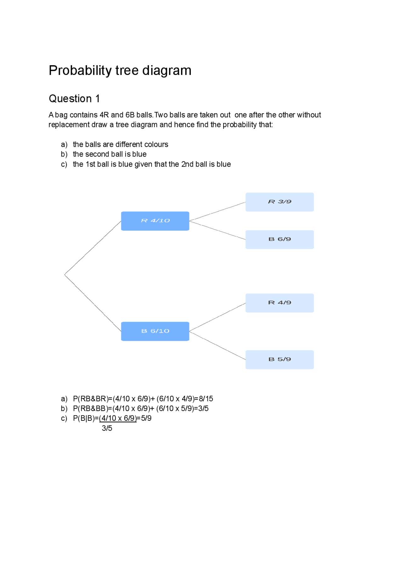 Probability tree diagram - Docsity