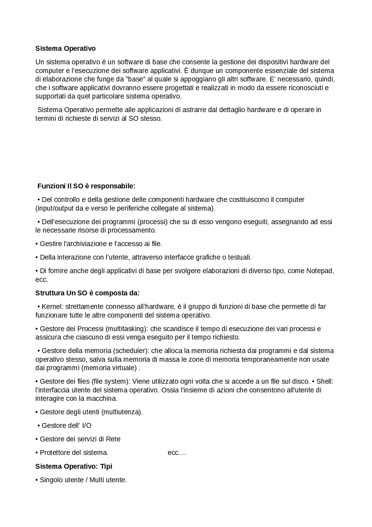 Il sistema operativo - Docsity